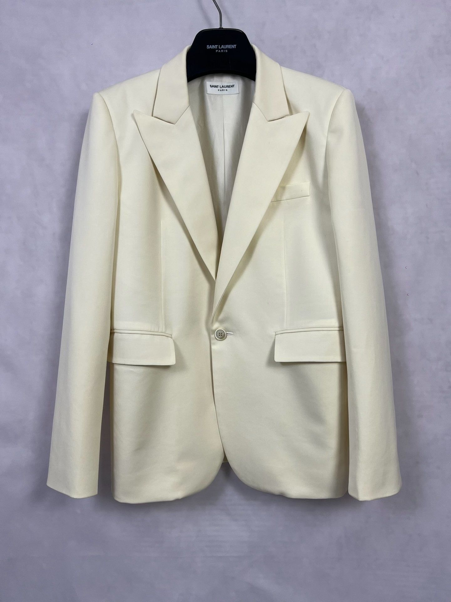 Saint Laurent Paris Saint Laurent Cream White Blazer Size US L / EU 52-54 / 3 - 1 Thumbnail