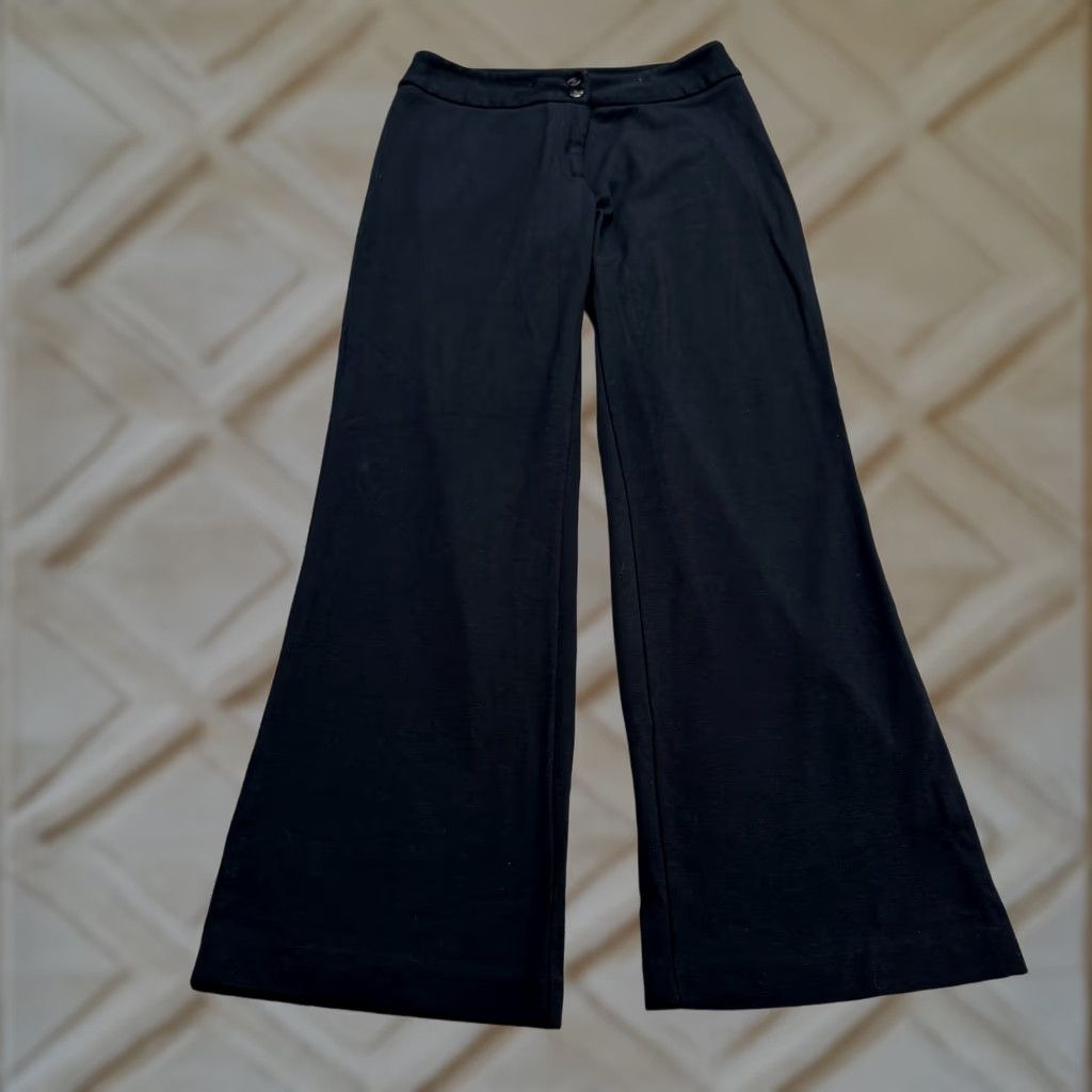 J.Crew Chico's Wide Leg Trouser Dress Pants Womens 0 Short Black Mid Rise Stretch Work Size 32" / US 10 / IT 46 - 1 Thumbnail