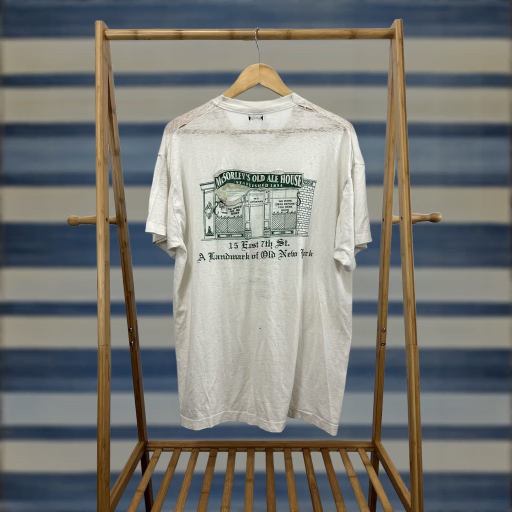 Fruit Of The Loom VTG McSorley’s Ale House Bar NY Pub Paper Thin Burnout Worn T-Shirt XL Mens White Nike Shirt Size US XL / EU 56 / 4 - 1 Thumbnail