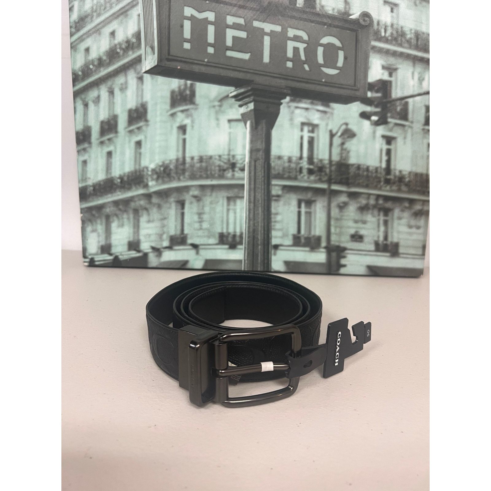 Coach Coach F55157 Harness Buckle Black Reversible Belt Cut Size 38 - 1 Thumbnail