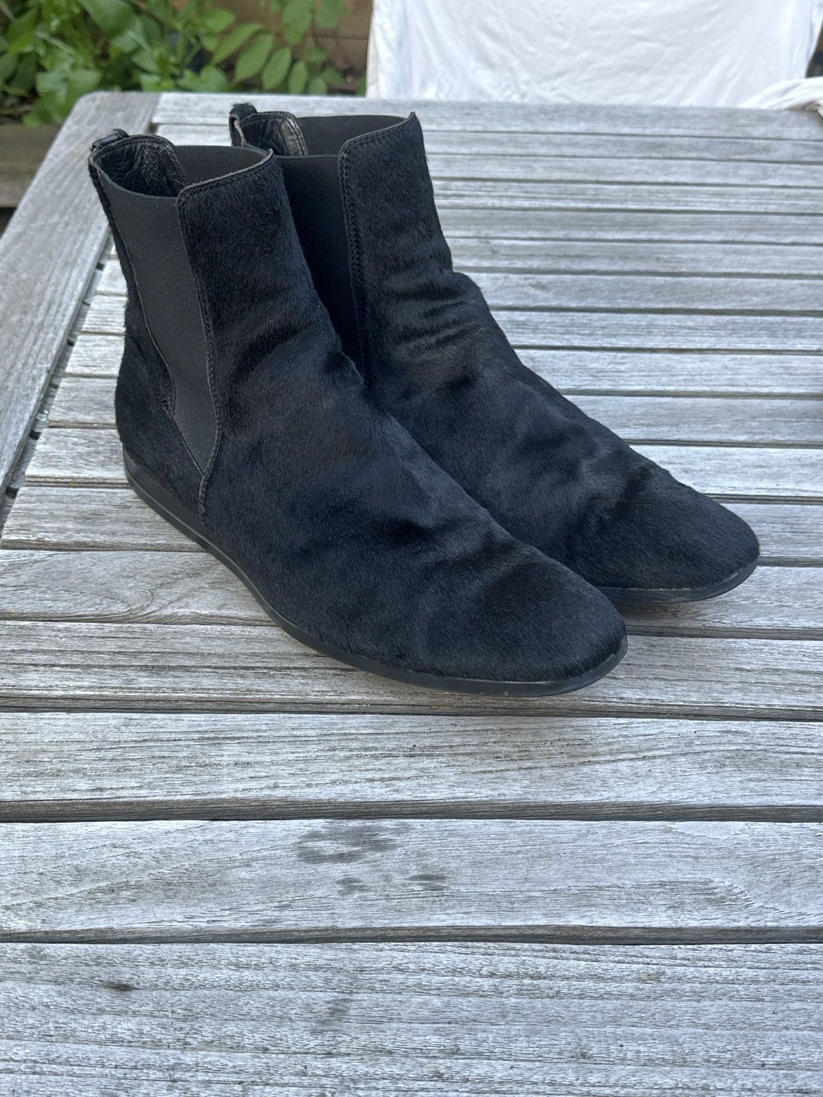 Tod’s Black Hair Calf Chelsea Boots