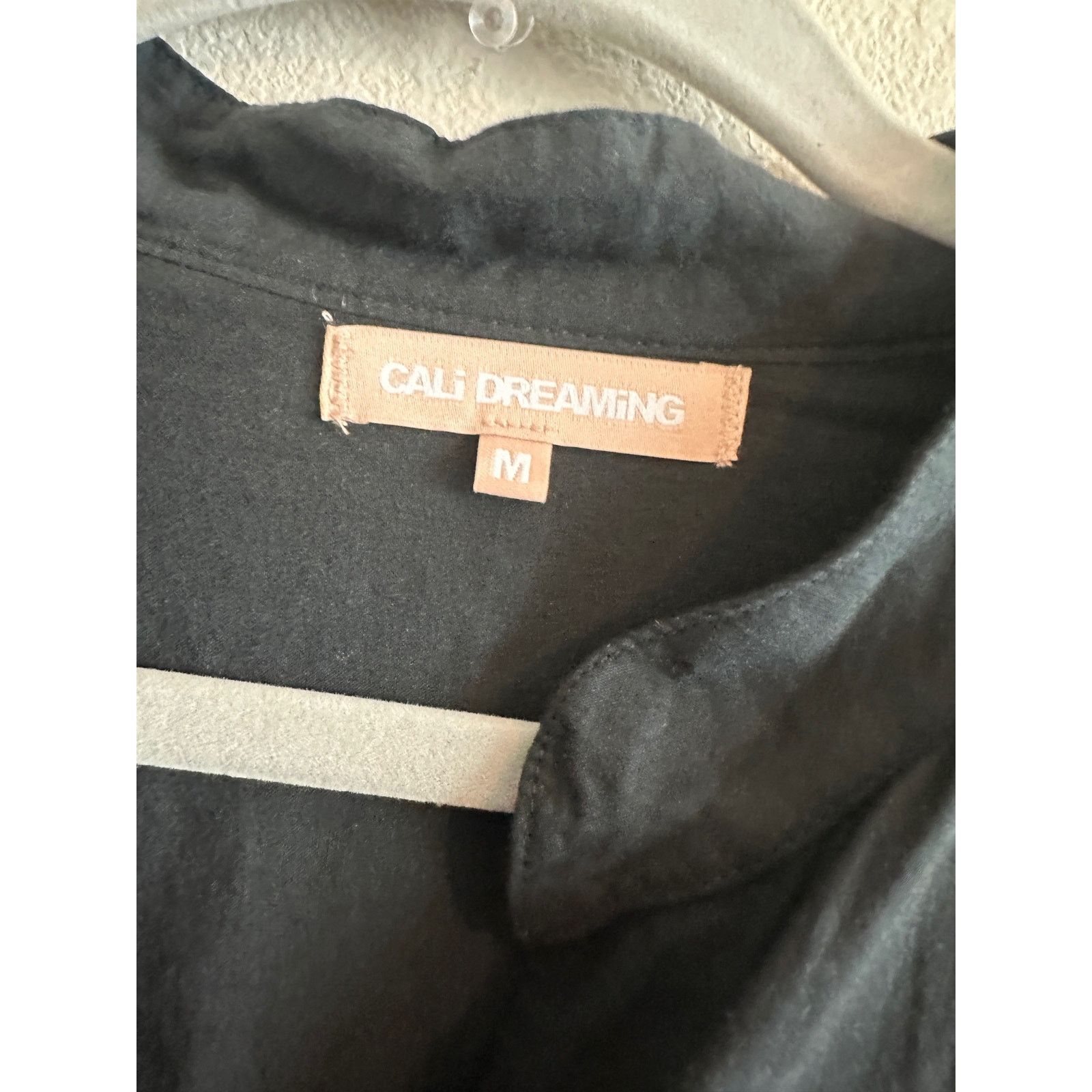 Other Cali Dreaming Medium Black Long Sleeve Button Up Shirt Dress Size M / US 6-8 / IT 42-44 - 16 Thumbnail