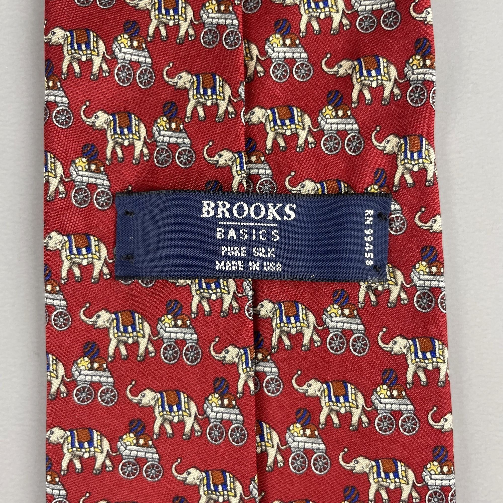 Brooks Brothers Brooks Basics Brooks Bros Red Silk Tie Repeating Elephant Pr Size ONE SIZE - 2 Thumbnail