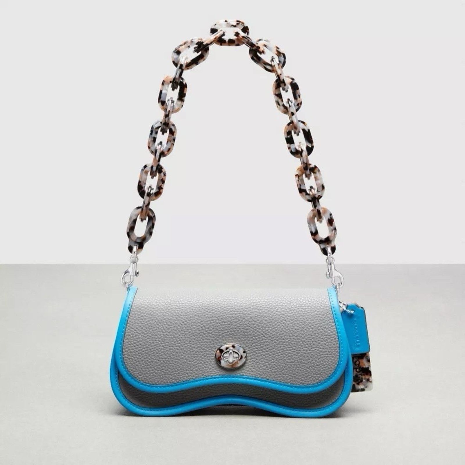 Coach NWT Coach Wavy Dinky Bag Shoulder Leather CK113 SURF BLUE Size ONE SIZE - 7 Thumbnail