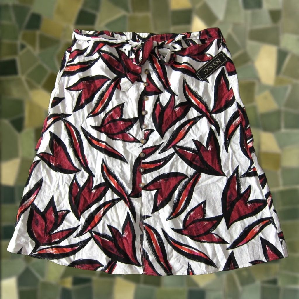 Vintage VINTAGE NYCC New York Clothing Co. Linen Rayon Floral Button Down A-Line Skirt XL Size 40" / US 18 - 1 Thumbnail