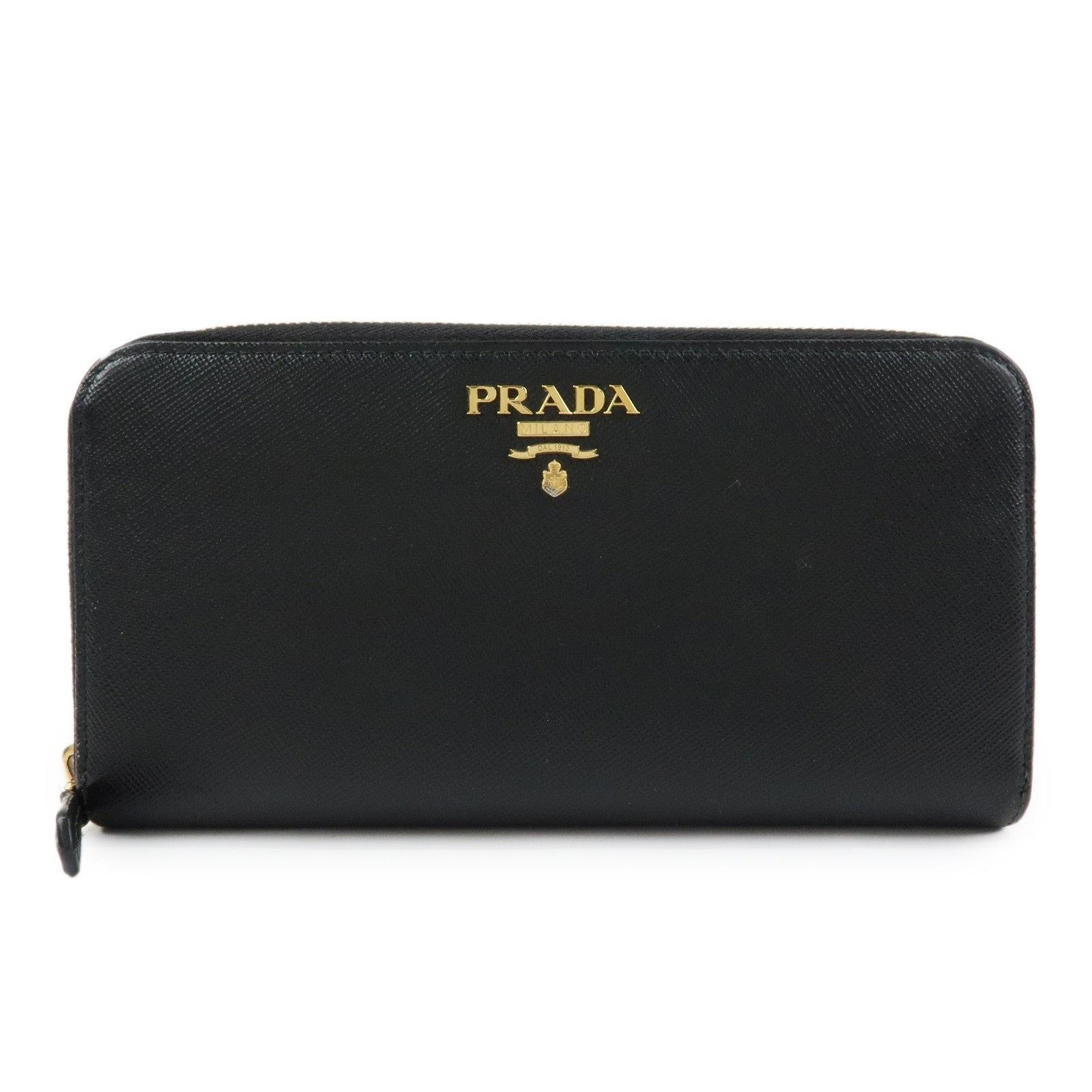 Prada Prada Saffiano Zip Around Wallet Black Size ONE SIZE - 1 Thumbnail