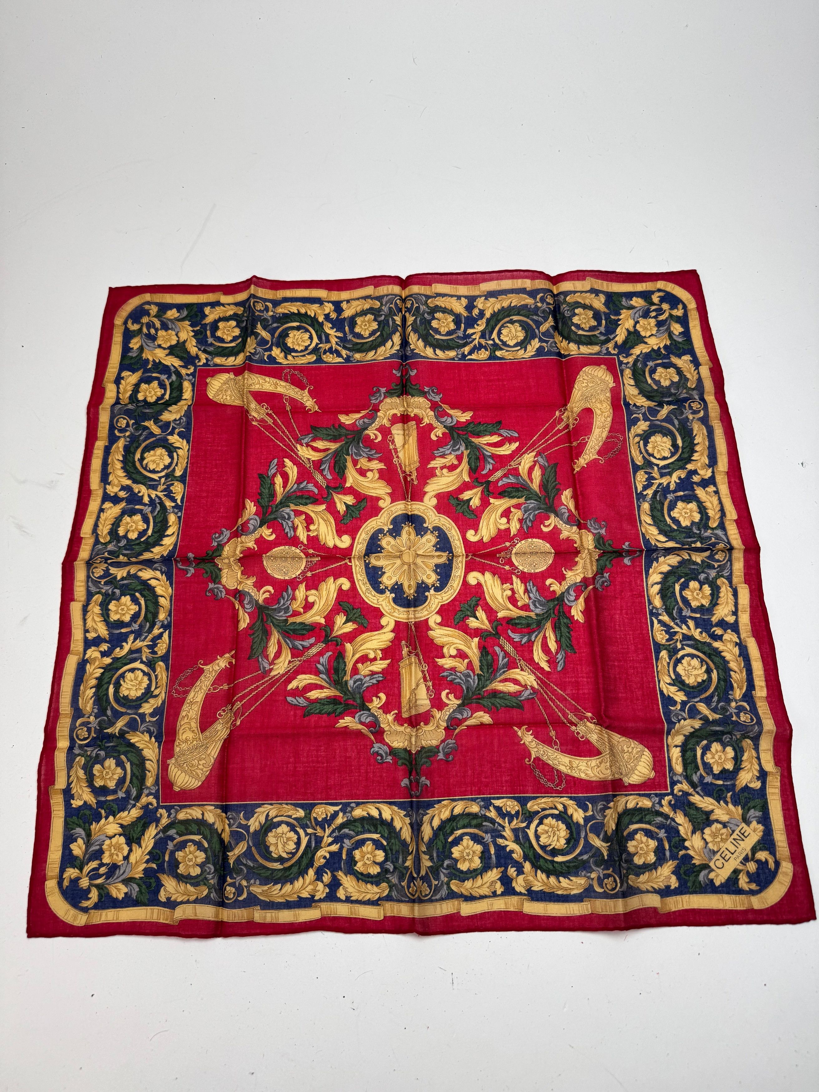 Celine Vintage Baroque Scarf Red Gold Size ONE SIZE - 1 Thumbnail
