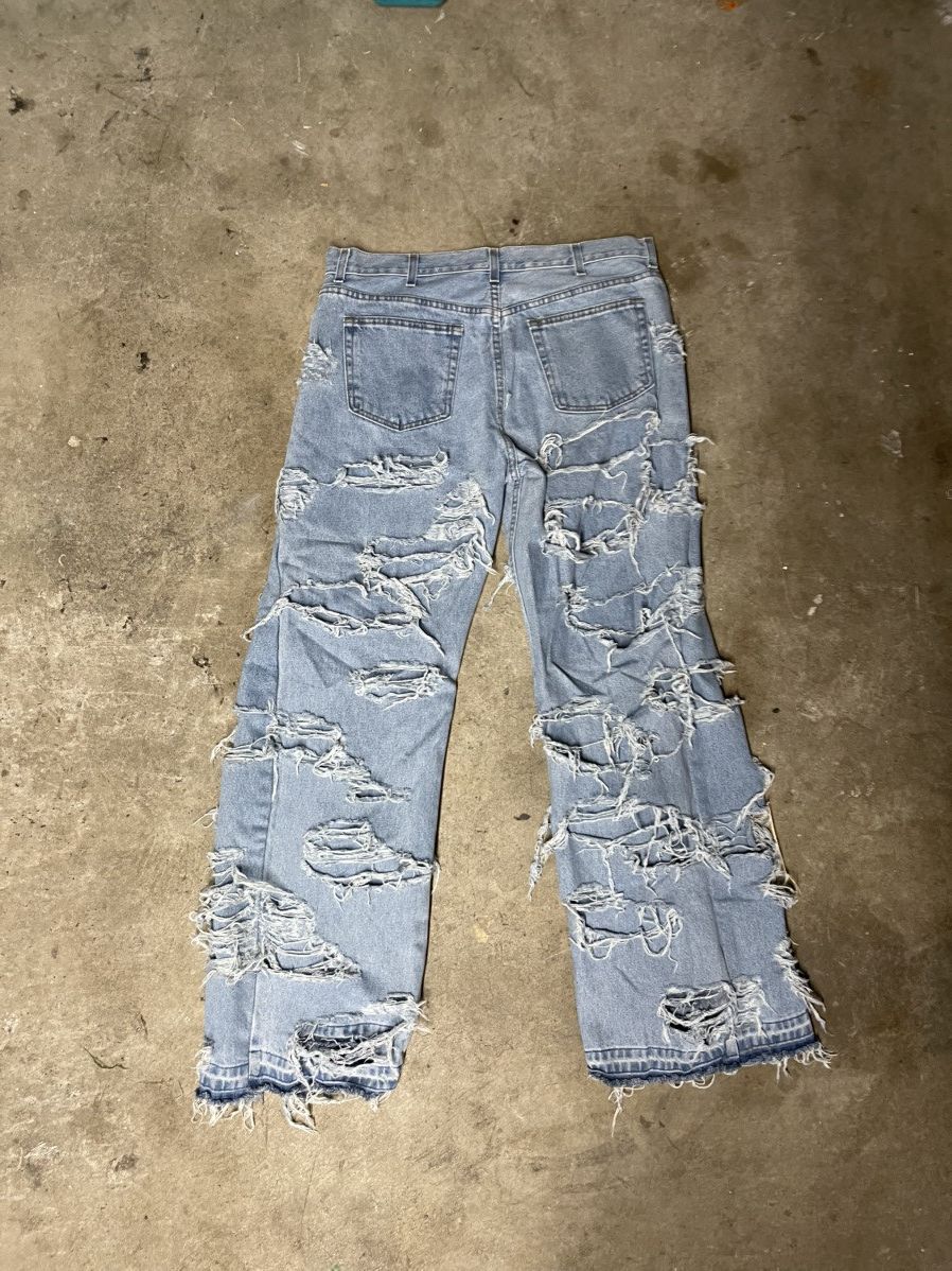 Other Custom Heavily Distressed Flare Jeans Size US 36 / EU 52 - 2 Thumbnail