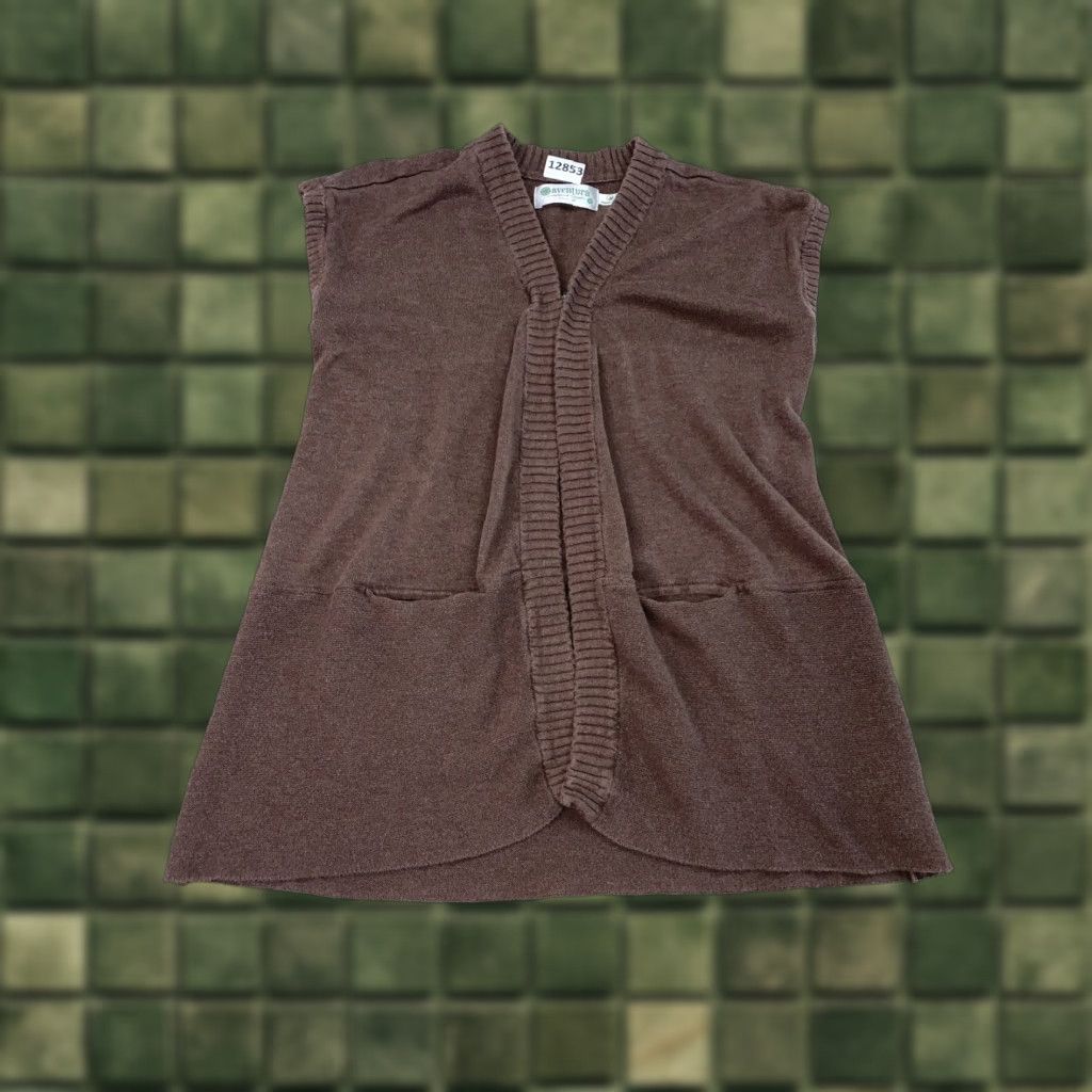 Vintage AVENTURA Organic Cotton Sleeveless Cardigan S Brown Oversized Longline Women Cardigan Bohemian Womens Regular Size S Size S / US 4 / IT 40 - 1 Thumbnail