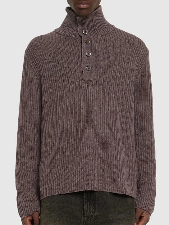 Our Legacy o1lsvrm0425 Navigator Cotton Knit Polo in Brown Size US L / EU 52-54 / 3 - 3 Thumbnail