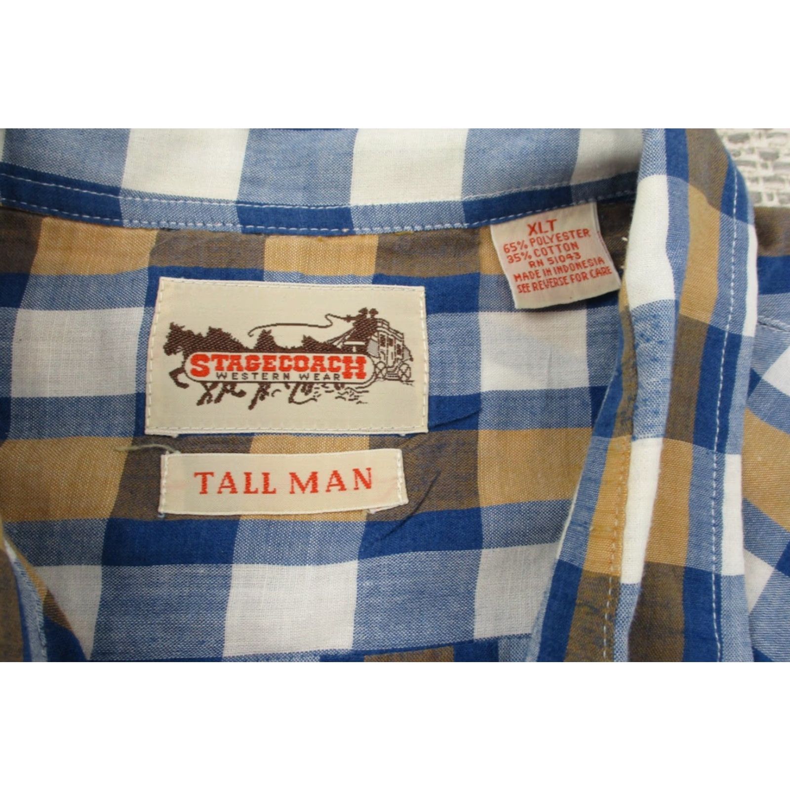 Vintage VINTAGE Stagecoach Western Wear Shirt Mens XLT Blue Tan Plaid Pearl Snap Tall Man Cowboy Shirt Size US XL / EU 56 / 4 - 5 Thumbnail
