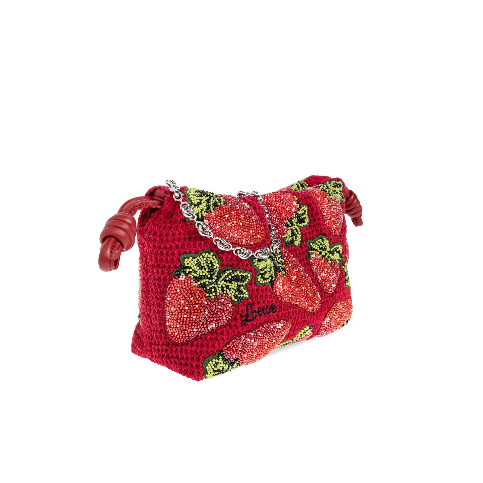 Loewe LOEWE Mini Flamenco $4300 Red Beaded Crochet Clutch Bag New Size ONE SIZE - 3 Thumbnail