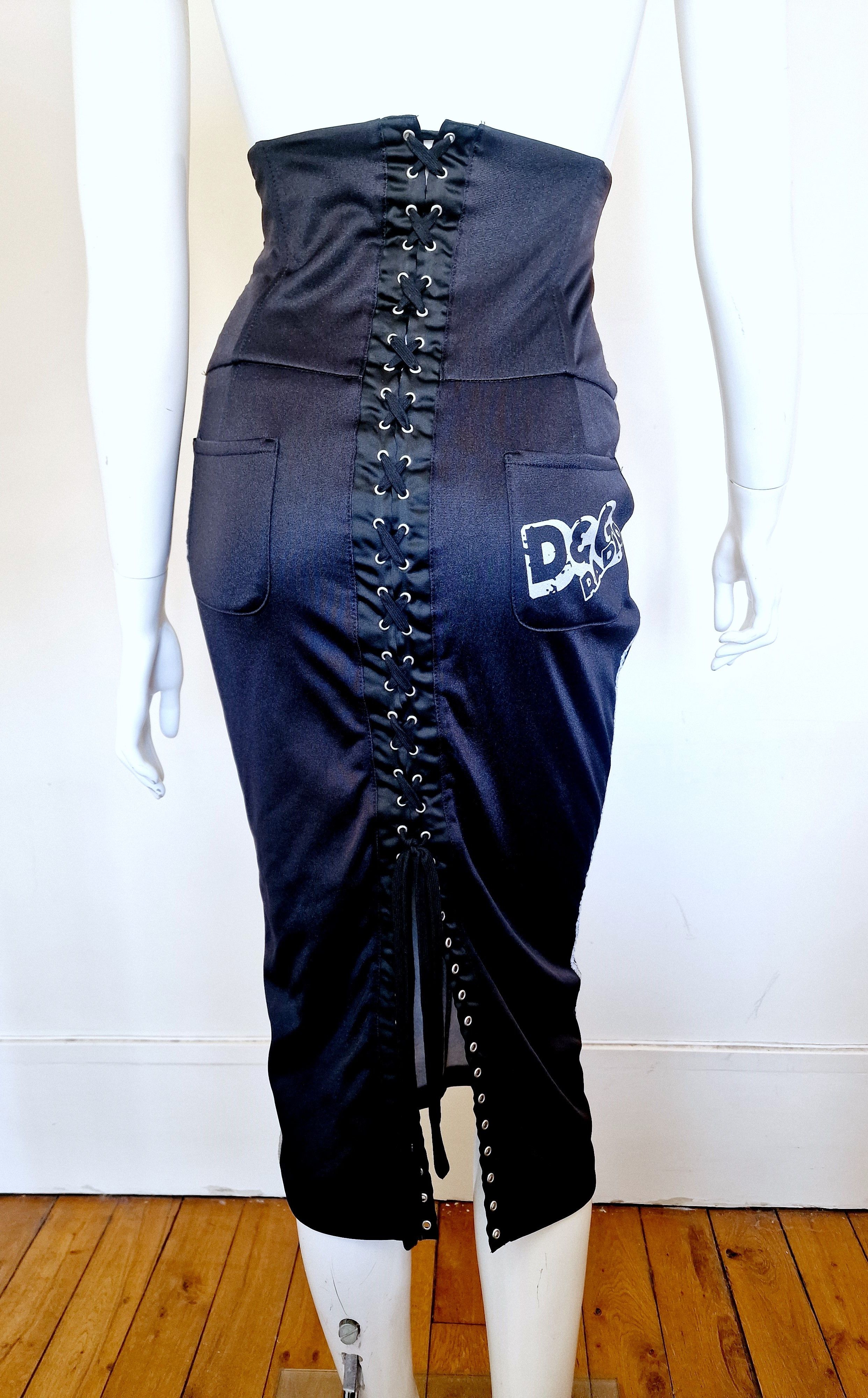 Jean Paul Gaultier D&G Dolce and Gabbana Radio Corset Lace Up High Waist Skirt Size 27" / US 4 / IT 40 - 3 Thumbnail