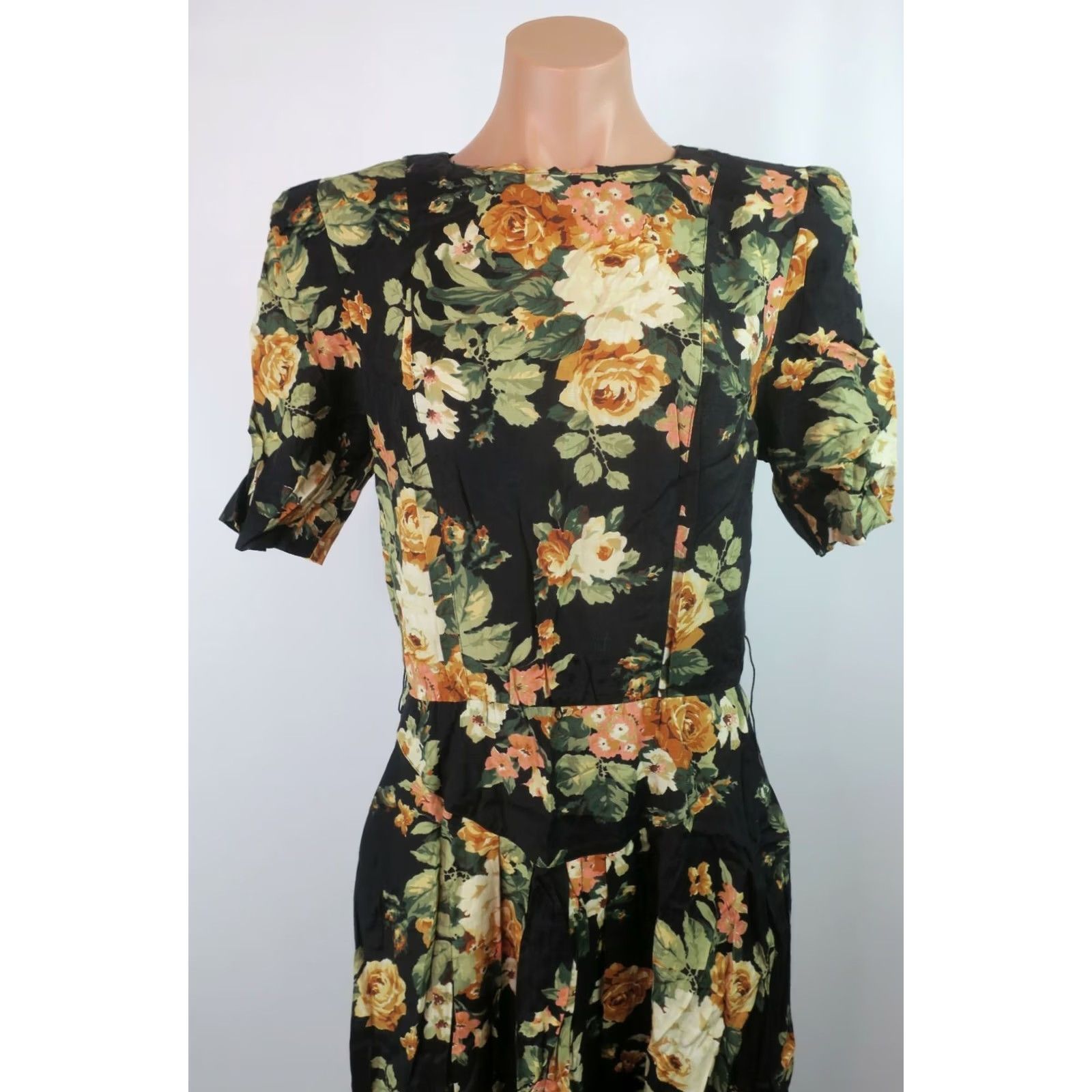 Vintage VINTAGE Ed Michaels Sundress Shirt? Maxi Flare Rayon Floral Black Sleeveless 7/8 1990s Womens Girls? Size M / US 6-8 / IT 42-44 - 3 Thumbnail