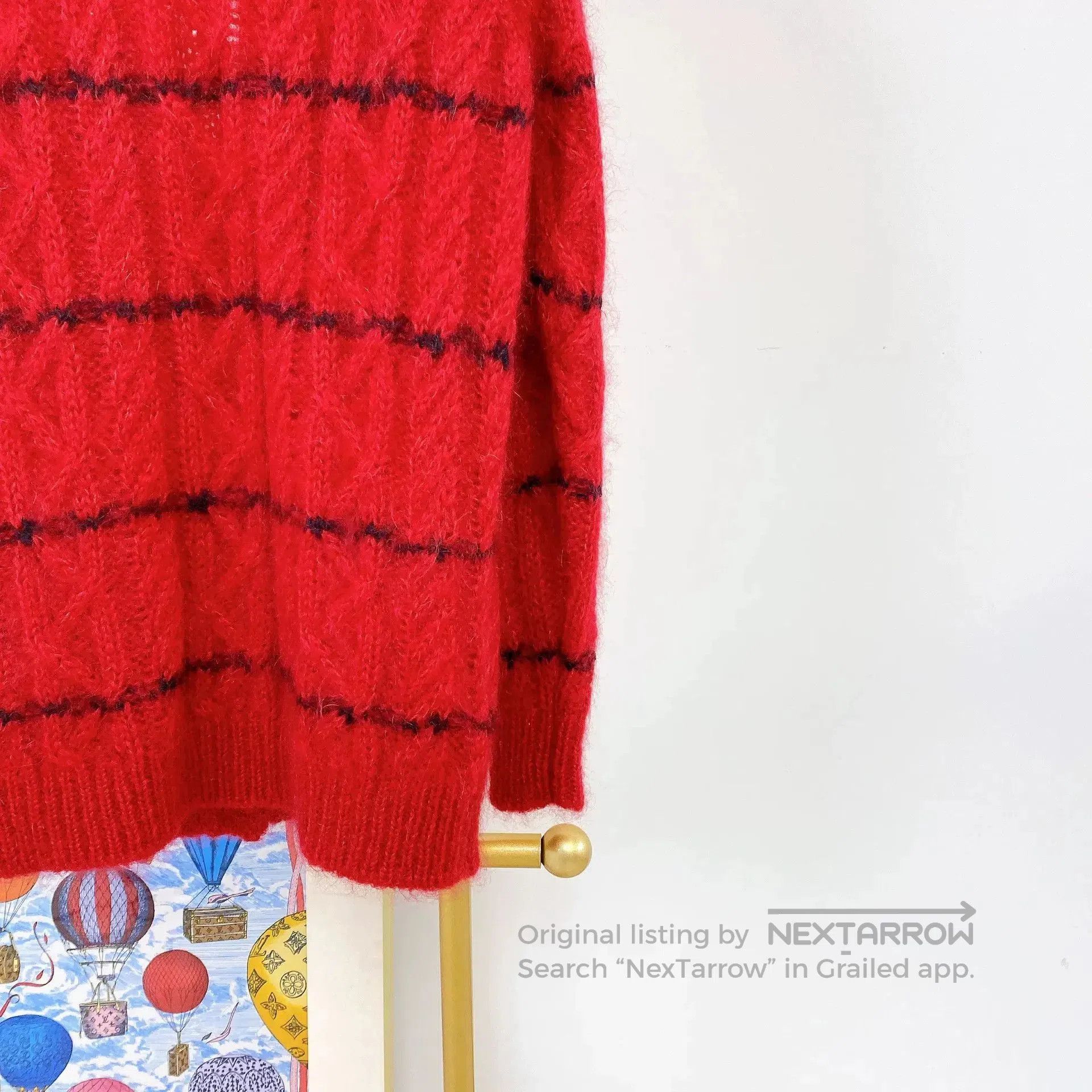 Saint Laurent Paris Saint Laurent Red Cable Knit Cardigan. Size XS / US 0-2 / IT 36-38 - 6 Thumbnail
