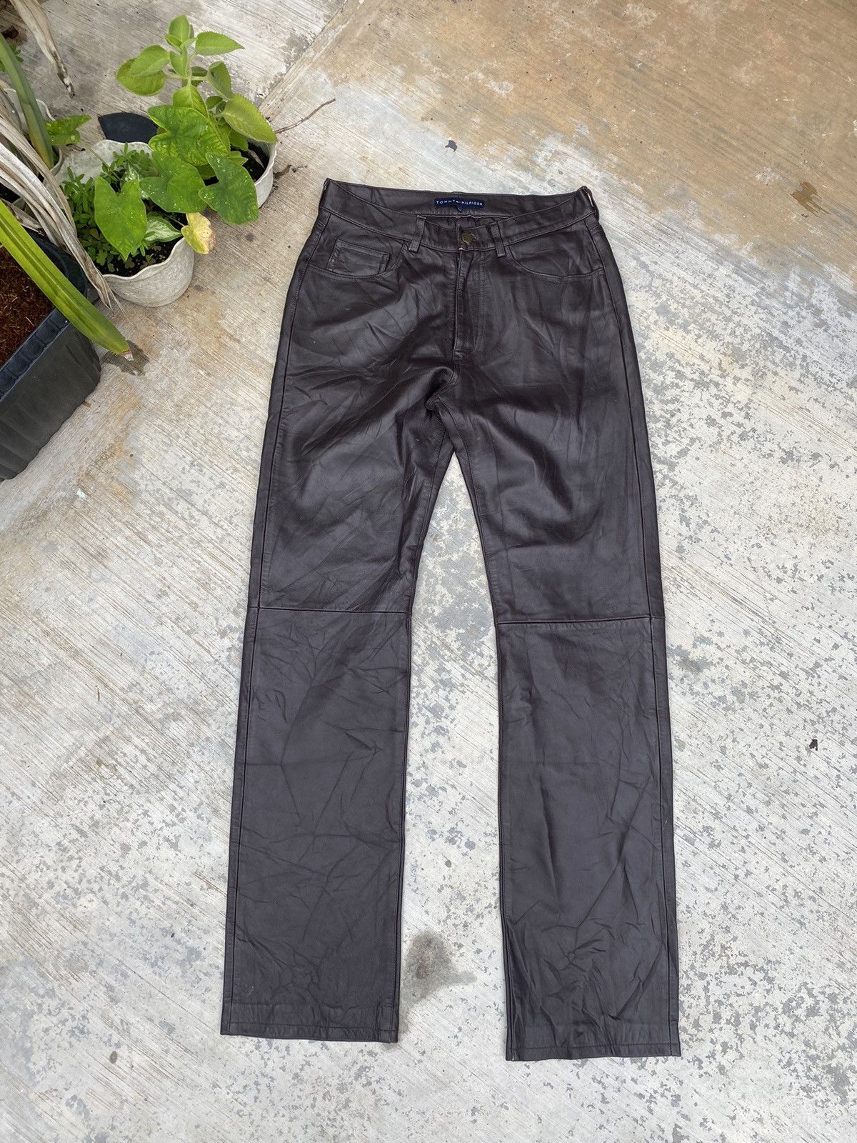 image of Steals Tommy Hilfiger Leather Pants in Brown, Men's (Size 29)