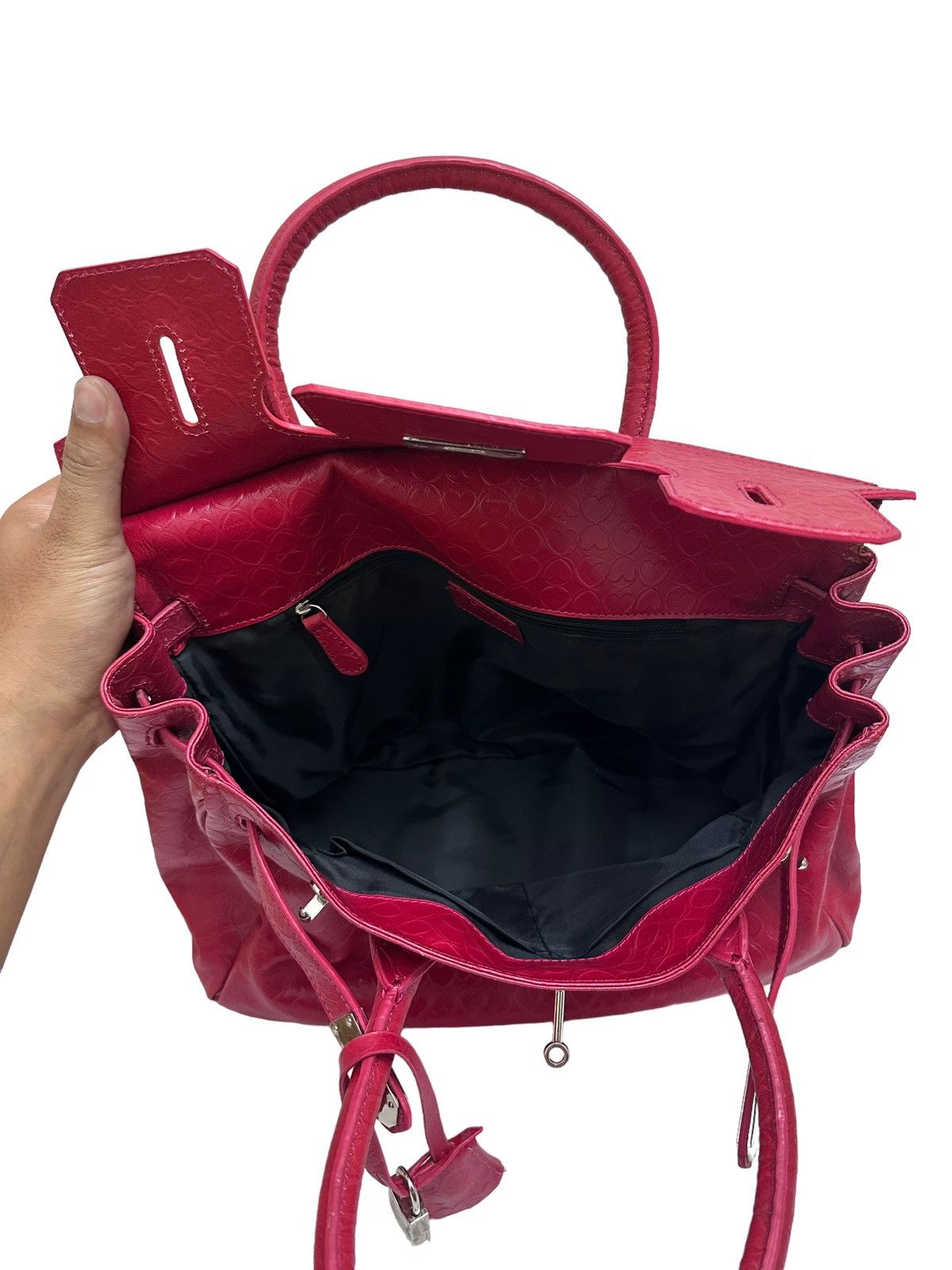 Handmade RARE ‼️ Leather Red ‘Birkin’ Bag Size ONE SIZE - 17 Thumbnail
