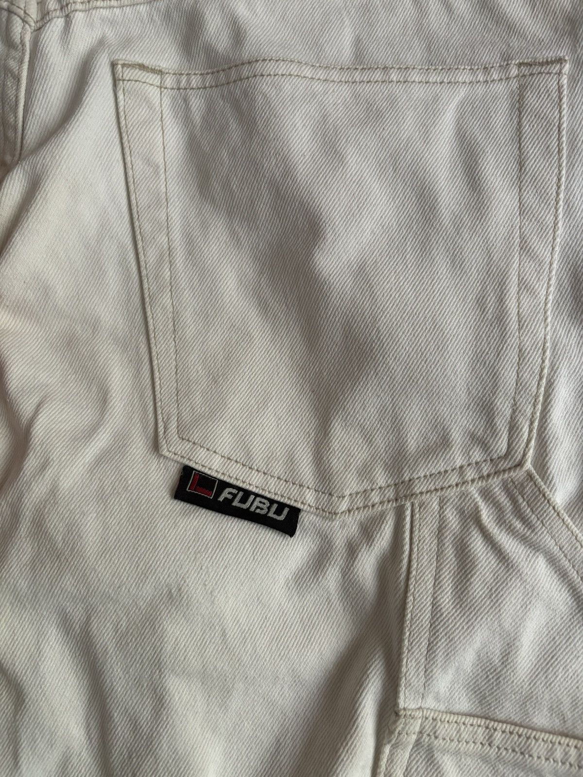 Fubu × JNCO × Vintage Vintage Fubu White Rare Carpenter Cargo Denim Rap Jeans Size US 34 / EU 50 - 4 Thumbnail