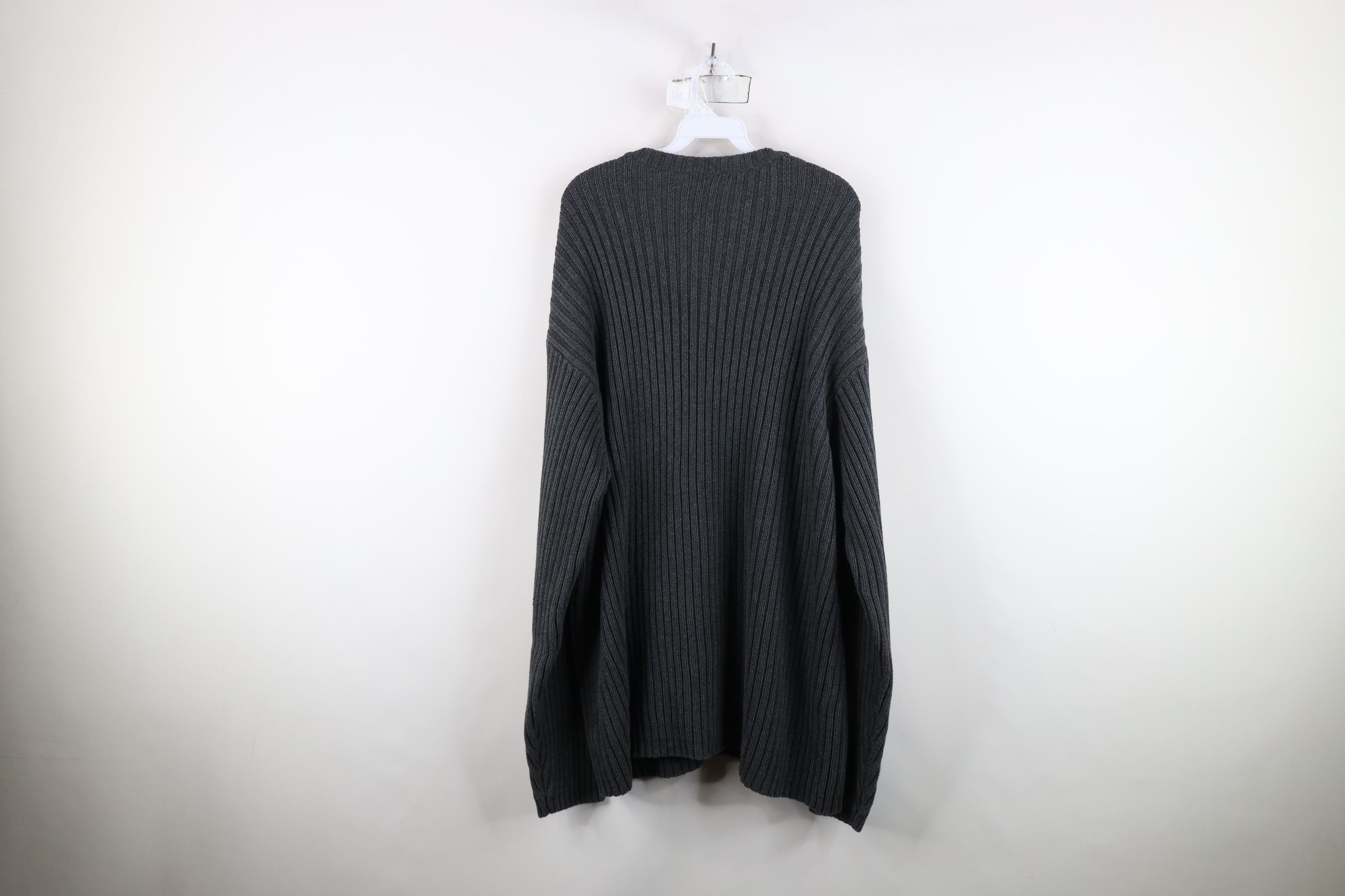 Vintage 90s Eddie Bauer Cotton Ribbed Knit Sweater Gray