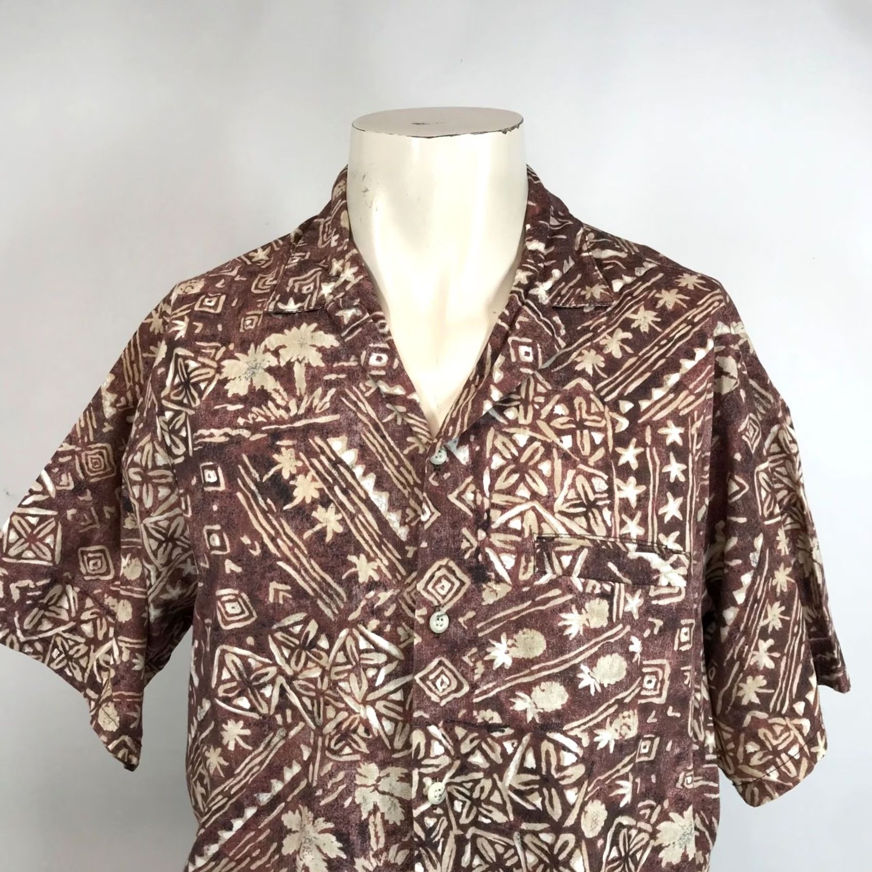 Paradise BAREFOOT IN PARADISE Men XL Brown Short Sleeve Button-Up Hawaiian Shirt Size US XL / EU 56 / 4 - 2 Thumbnail