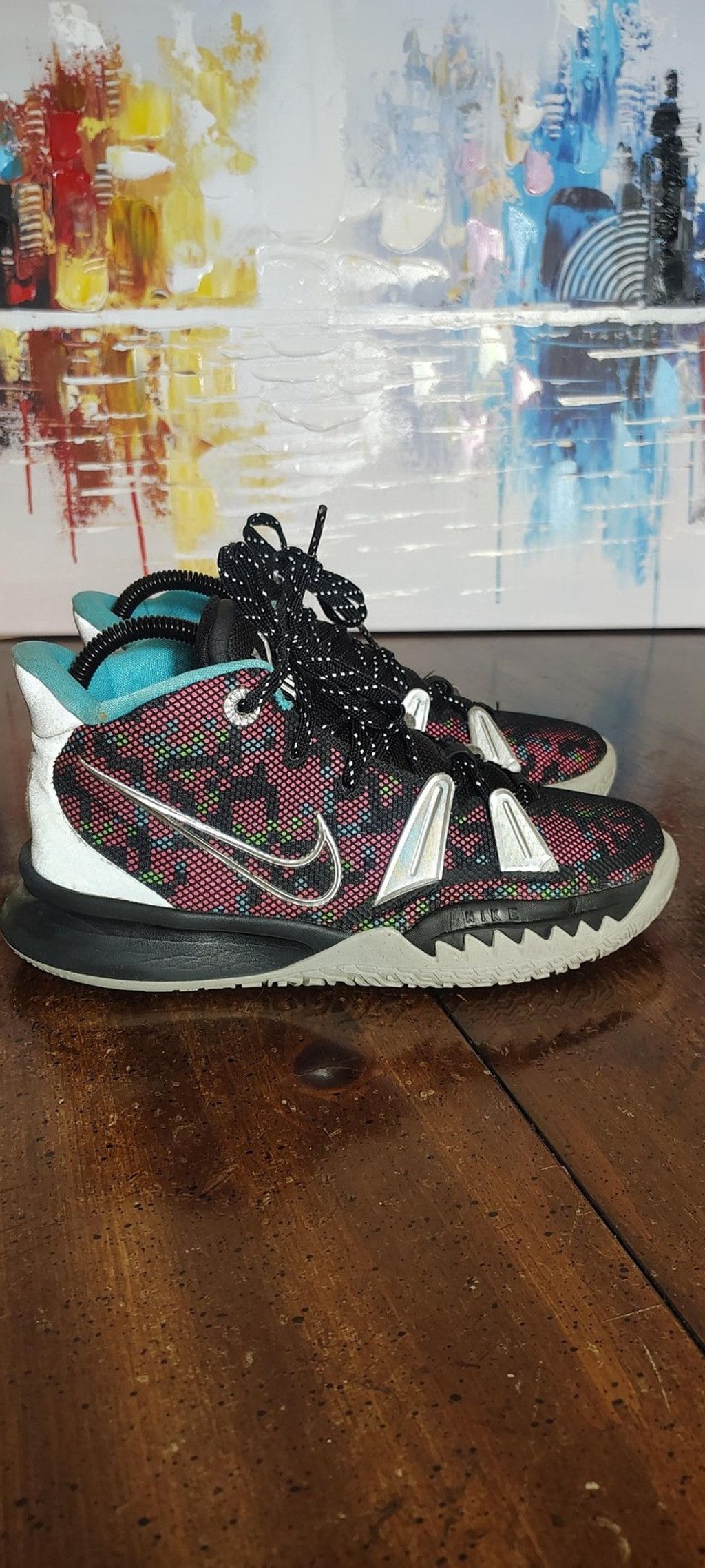 Nike Nike Kyrie 7 Shoes Size 5.5Y Black Multicolor CT4080-008 Size US 5.5 / IT 35.5 - 3 Thumbnail