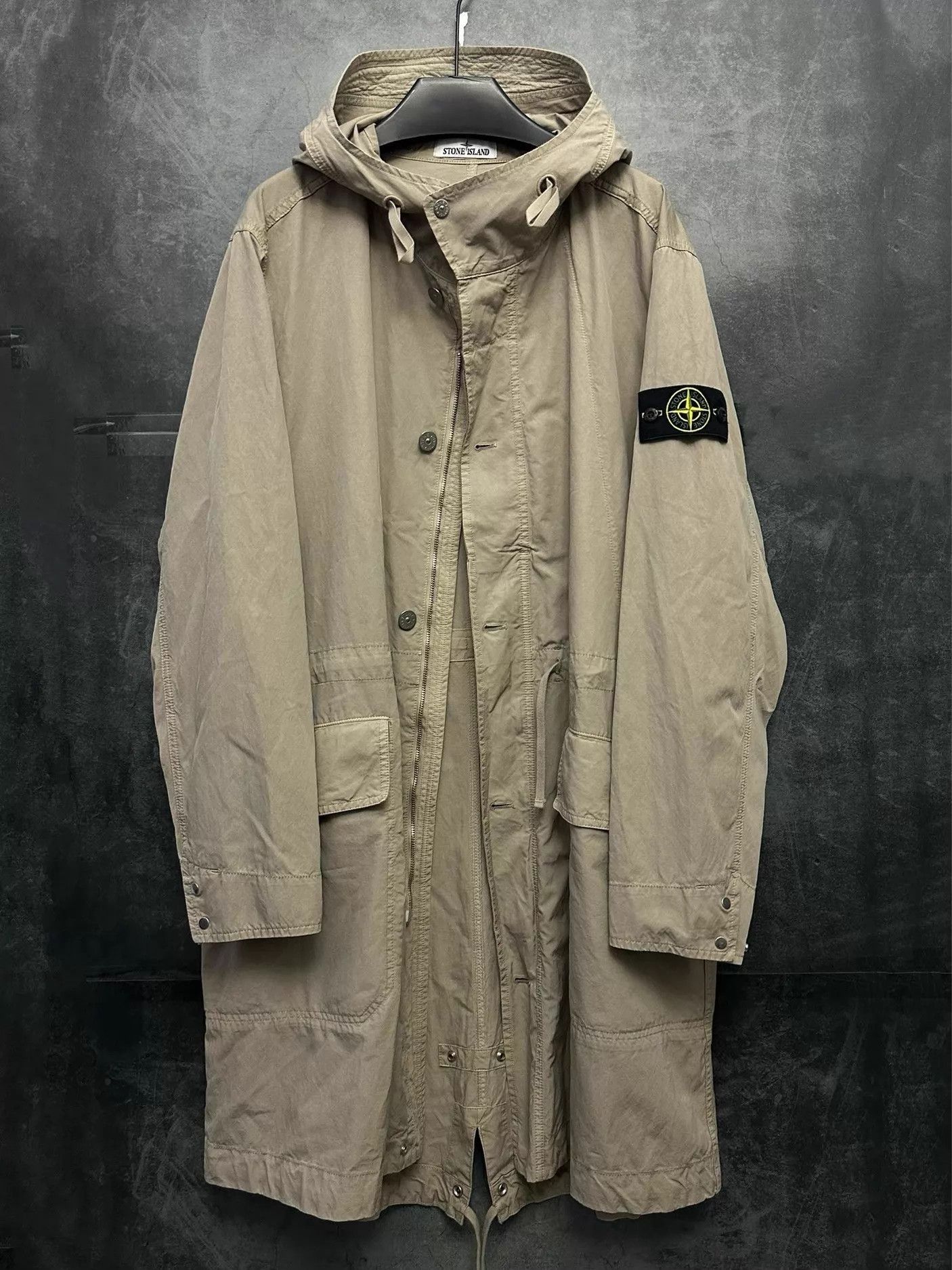 Stone Island Beige Long Hooded Parka with Pockets Size US L / EU 52-54 / 3 - 1 Thumbnail