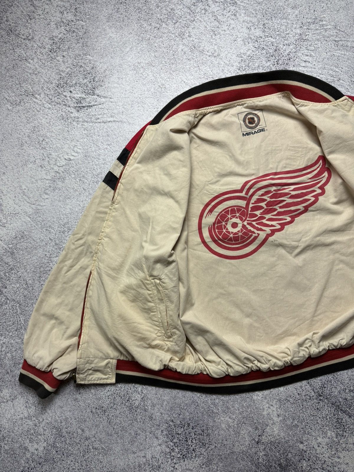 NHL Vintage 90s Mirage NHL Red Wings Detroit Bomber Jacket Rare Size US XL / EU 56 / 4 - 10 Thumbnail