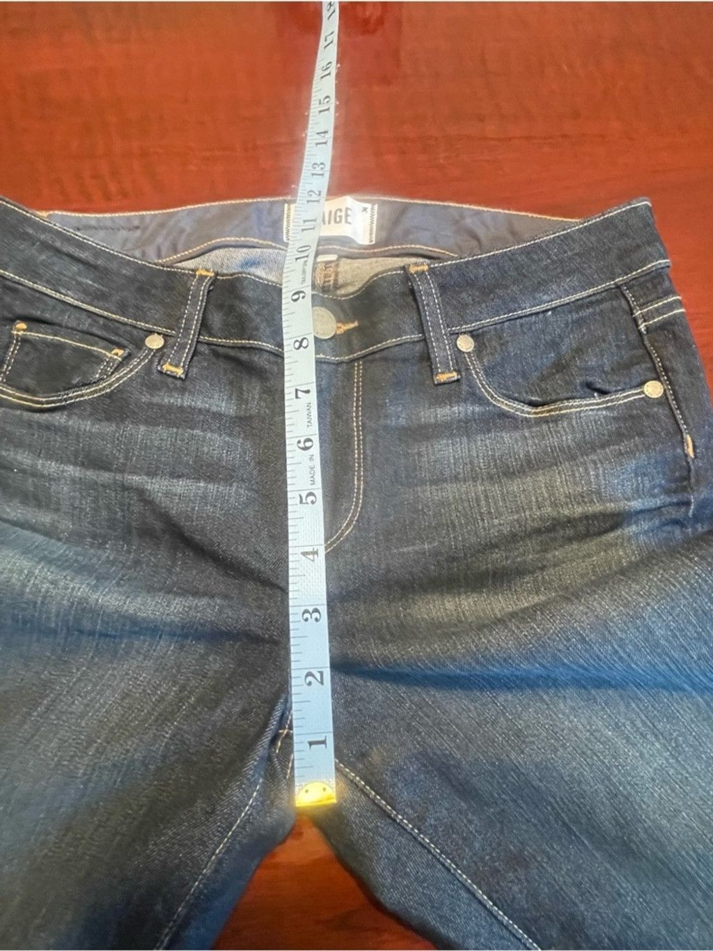 Paige PAIGE Skyline Skinny Jeans 28 Dark Wash Raw Hem Stretchy Size 28" / US 6 / IT 42 - 7 Thumbnail