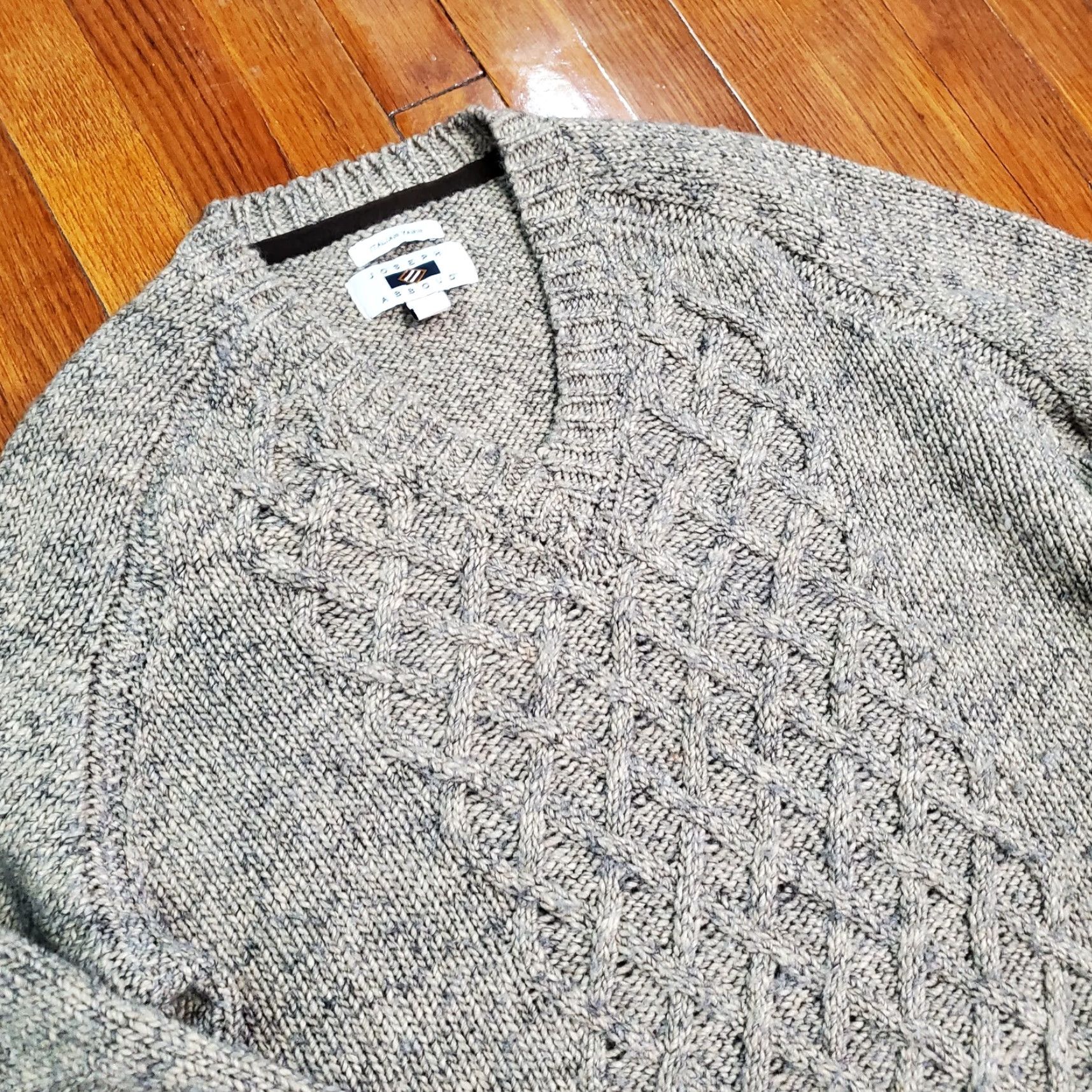 Joseph Abboud Joseph Abboud Sweater XL Wool Brown Fisherman V Neck Cable Knit Men's Pullover Size US XL / EU 56 / 4 - 4 Thumbnail
