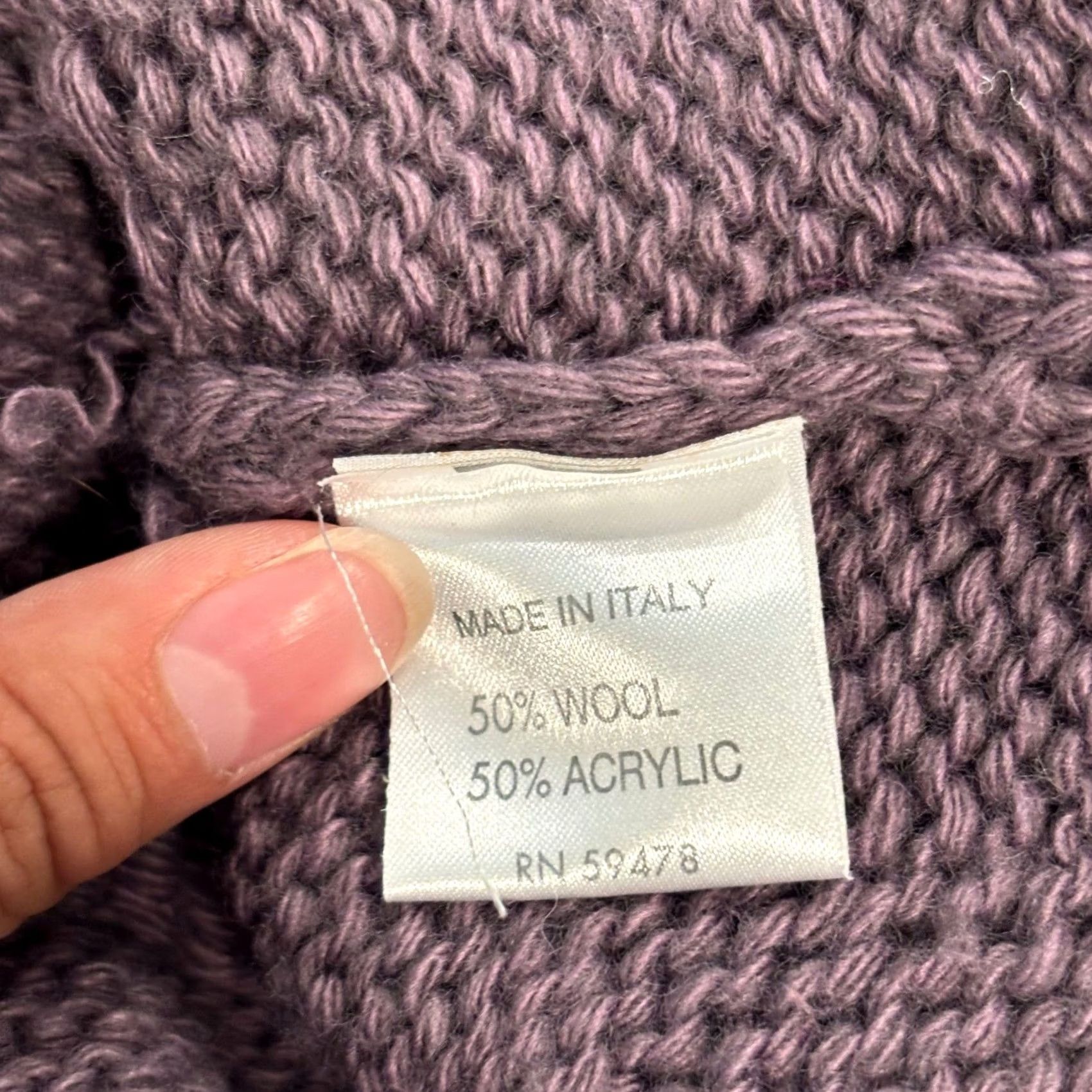 CO Hekla & Co. Italy Purple Wool Blend Bobble Pointelle Knit Cardigan Sweater Medium Size M / US 6-8 / IT 42-44 - 3 Thumbnail