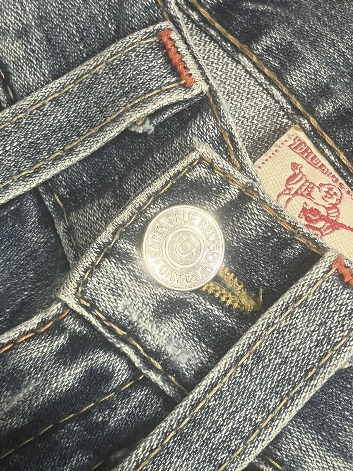True Religion True Religion Joey Brown Leather Flap Pocket Flare Blue Jean Size US 28 / EU 44 - 5 Thumbnail