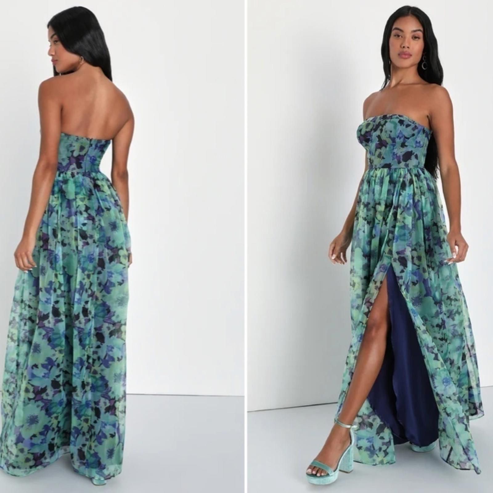 Lulus LULU's Floral Sexy Flowy Prom Wedding Chic Bustier Dress Size XL / US 12-14 / IT 48-50 - 2 Thumbnail