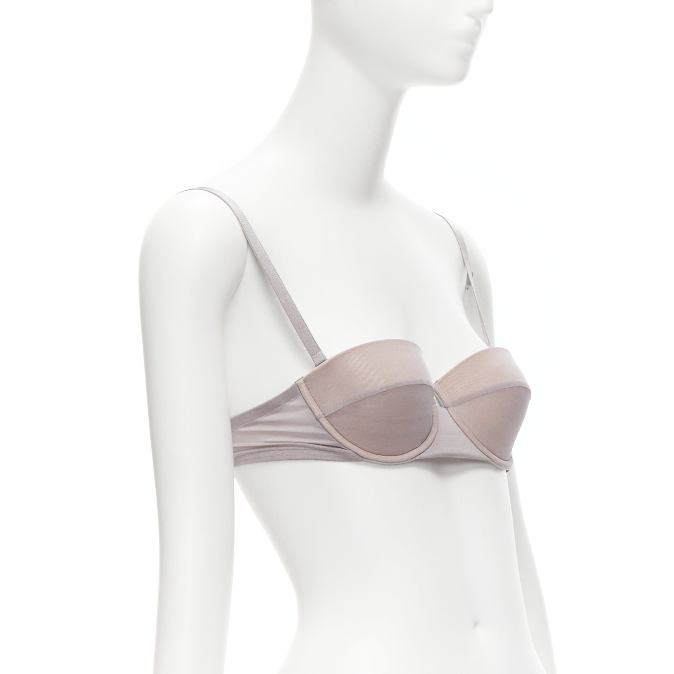 Gucci GUCCI Tom Ford 2001 Vintage grey nude mesh 3D cut cup fashion bra M Size M / US 6-8 / IT 42-44 - 1 Thumbnail