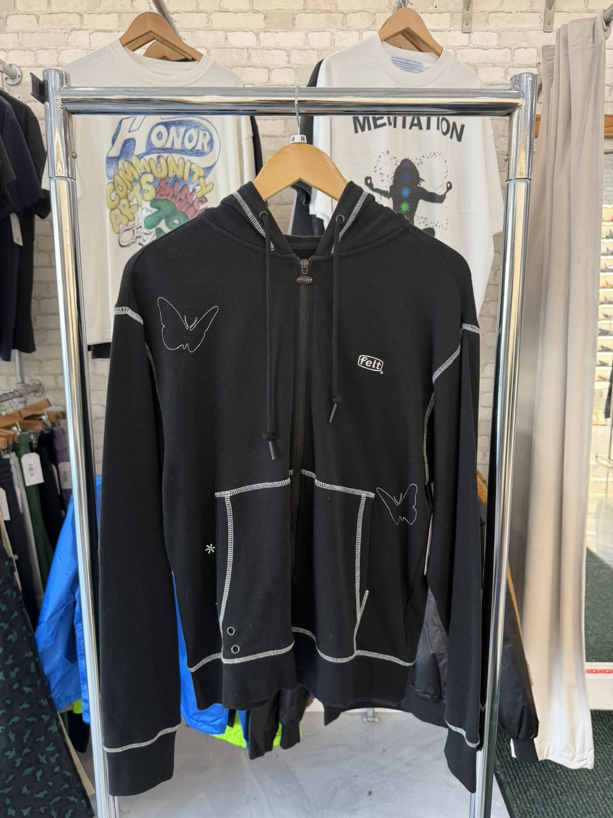 FELT FELT “Contrast Stitched” Black Zipper Hoodie Size US M / EU 48-50 / 2 - 1 Thumbnail