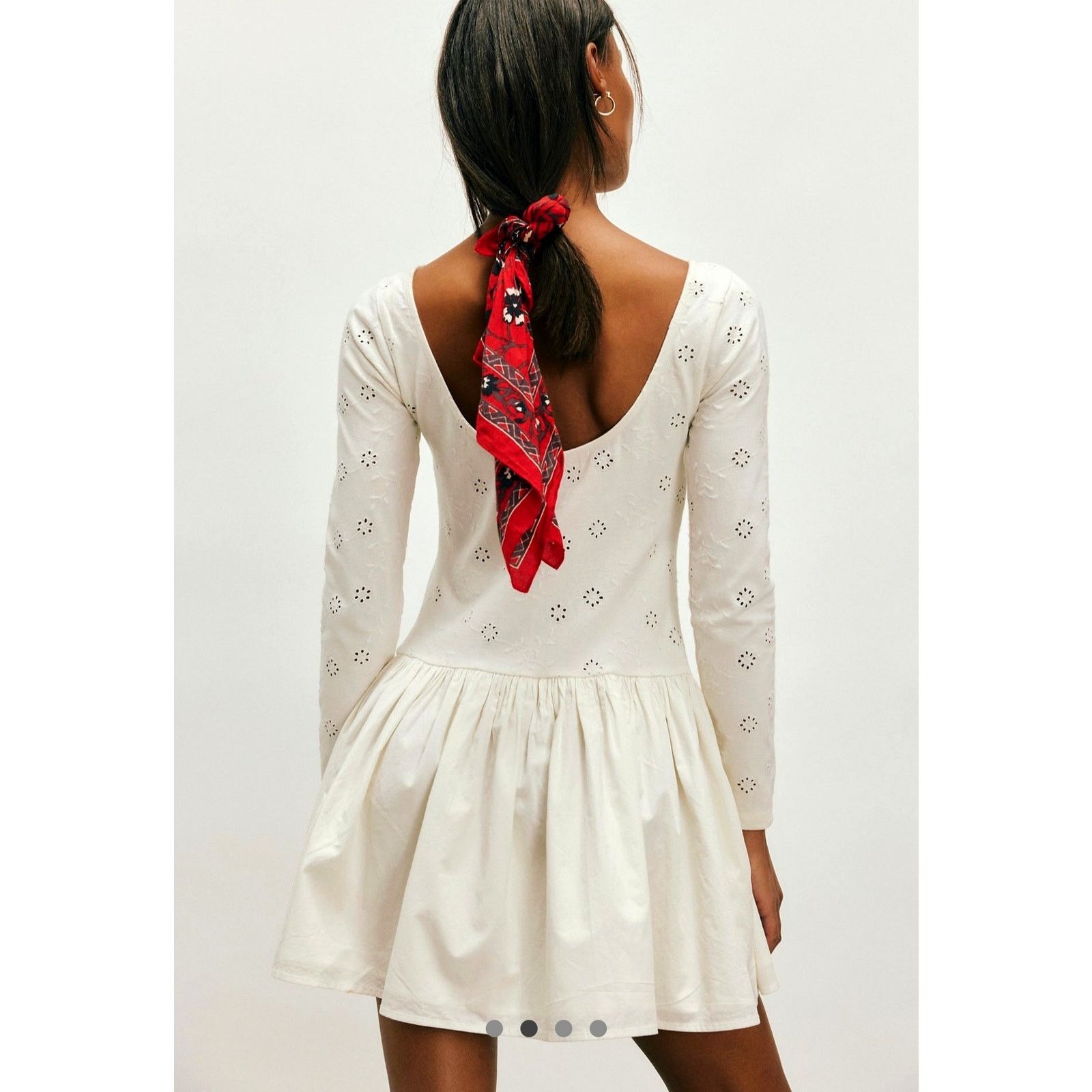 Free People Free People Surley Mini Dress Laser Cut Detail Clean Ivory M Size M / US 6-8 / IT 42-44 - 4 Thumbnail