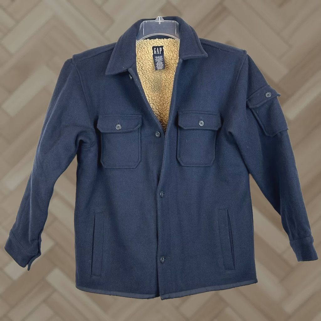 Gap Gap Jacket Womens M Wool Sherpa Lined Button Blue Heavy Chore Barn Read Size M / US 6-8 / IT 42-44 - 1 Thumbnail