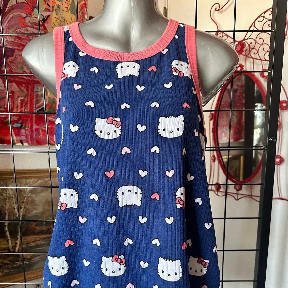 Other sanrio hello kitty navy blue pink pajama set tank top shorts Size S / US 4 / IT 40 - 2 Thumbnail