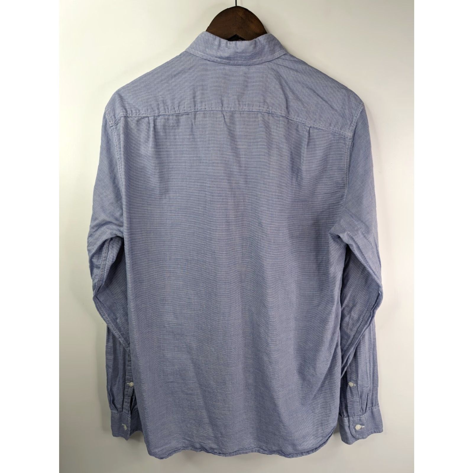 J.Crew J Crew Button-Up Chambray Shirt Blue Stripe Men's Medium Lightweight Casual Preppy Classic School Button-Down, Regular Fit, Long Sleeve, Cotton Size US M / EU 48-50 / 2 - 4 Thumbnail