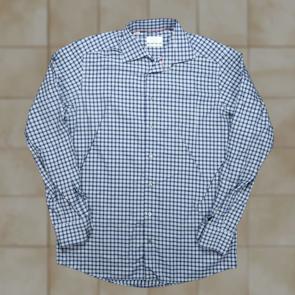 Eton Eton Shirt Men Large 16 Blue Check Long Sleeve Button Up Shirt Size US L / EU 52-54 / 3 - 1 Thumbnail