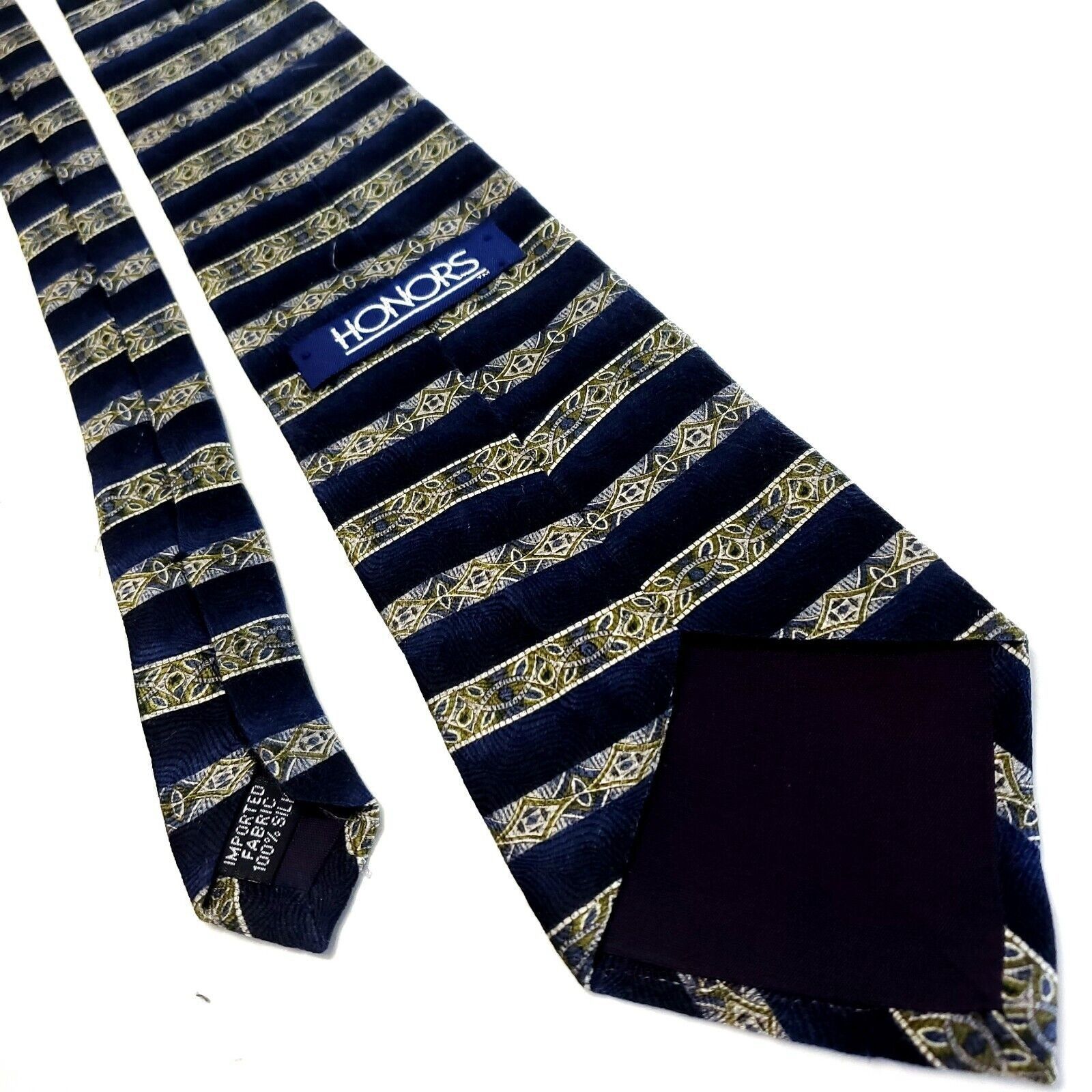 Vintage Honors Beige Black Silk Tie Woven Nordic Size ONE SIZE - 3 Thumbnail