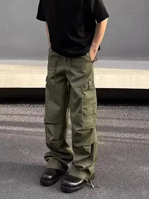 Japanese Brand × Vintage Street Style Green Paratrooper Straight Leg Cargo Pants Size US 32 / EU 48 - 1 Thumbnail