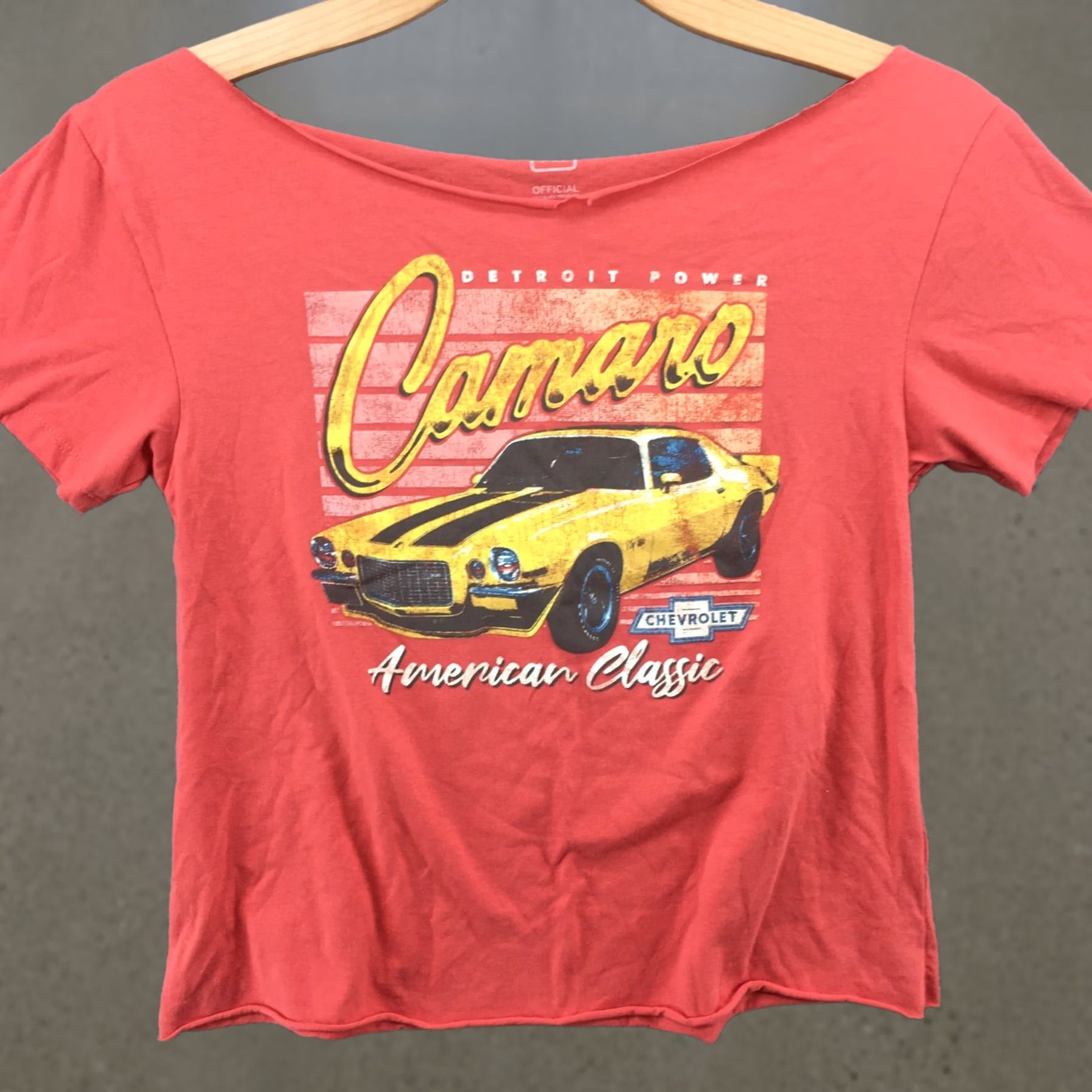 Vintage Camaro T-Shirt Hanging Croptop Womens L Orange Cap Sleeve Pullover Size L / US 10 / IT 46 - 1 Thumbnail