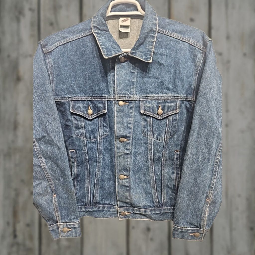Vintage VINTAGE Warner Bros Superman DC Comics Denim Blue Jean Jacket Mens M RARE Size US 31 - 1 Thumbnail