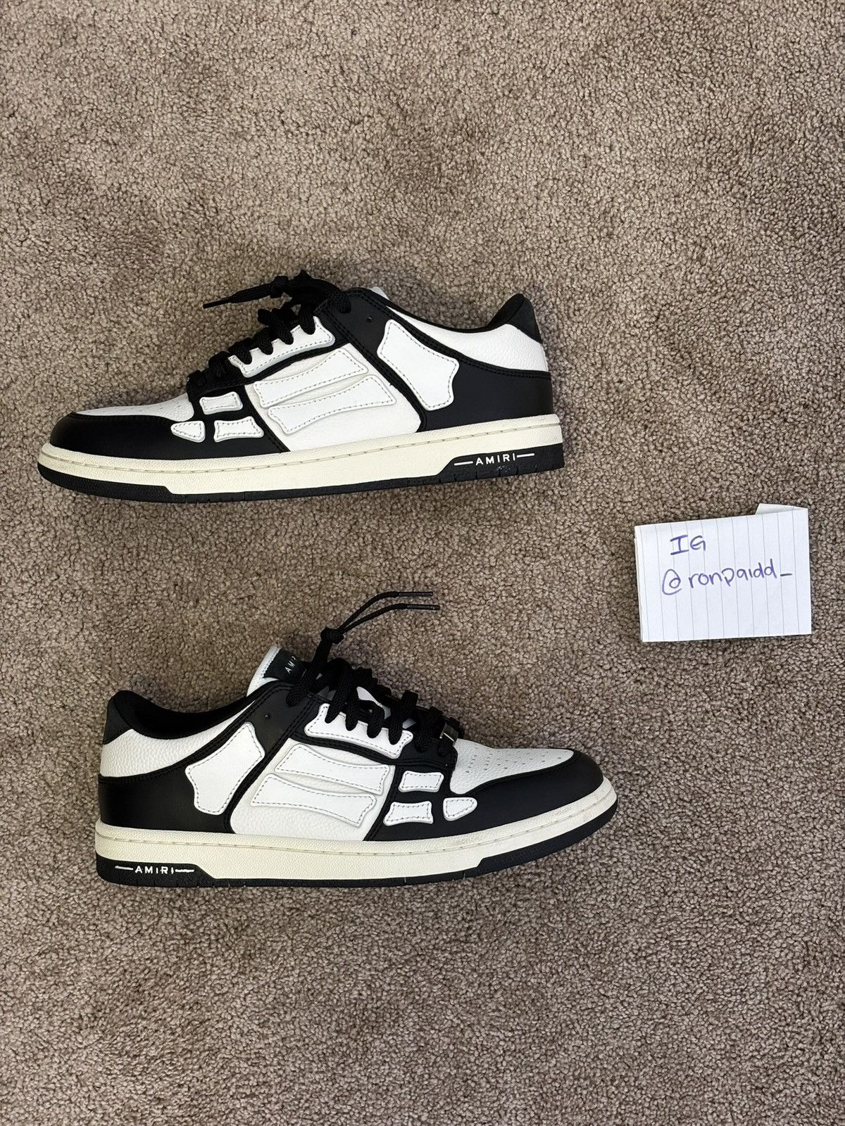Amiri Amiri Skel Top Low ‘Black White’ Size US 9 / EU 42 - 1 Thumbnail