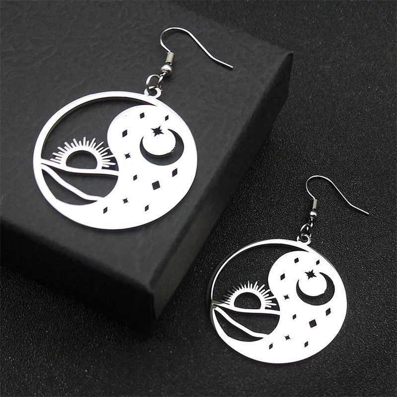 Jewelry Yin Yang Tai Chi Bagua Sun Moon Drop Earrings Jewelry Gift Size ONE SIZE - 5 Thumbnail
