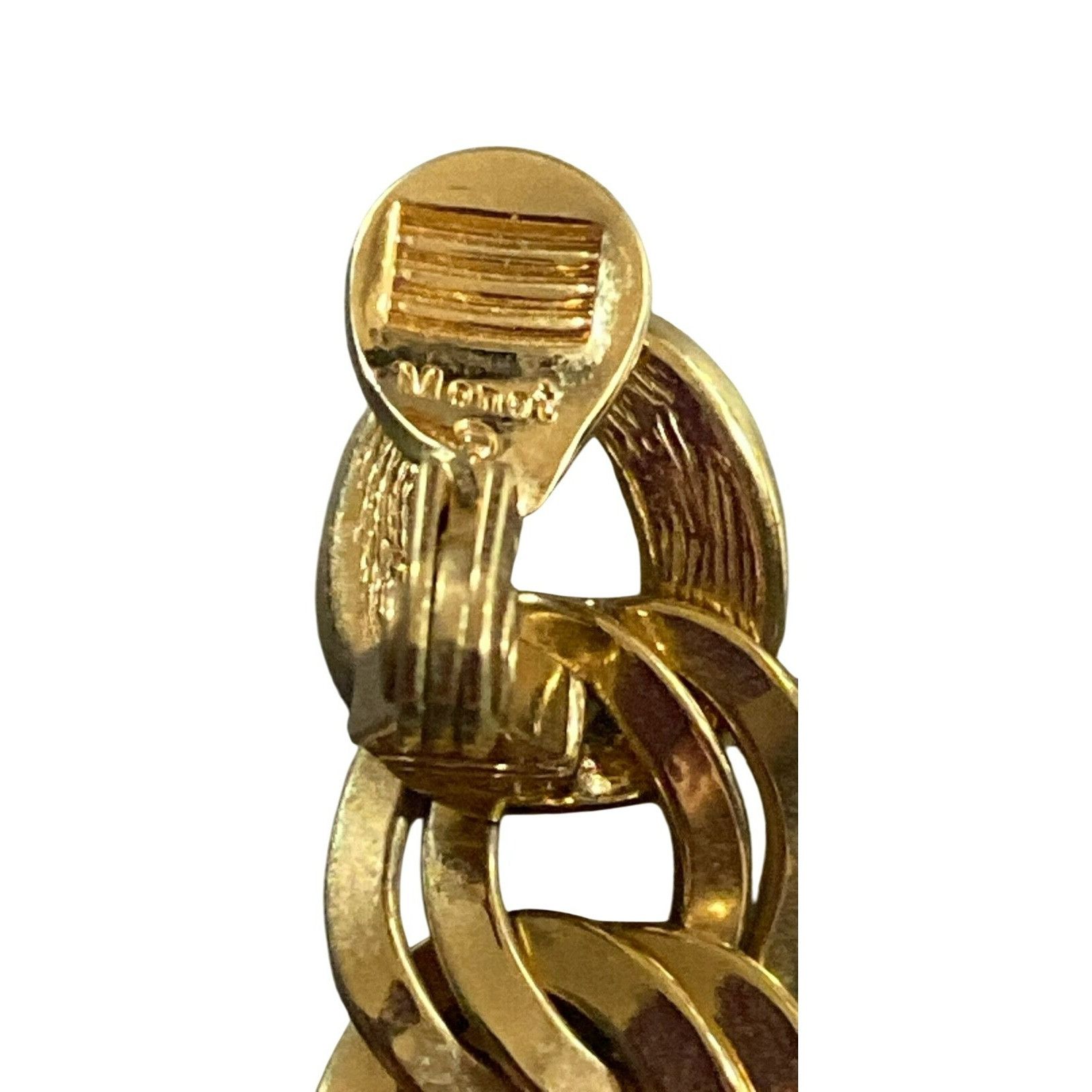 Monet Vintage Signed Monet Gold-Tone Interlocking Chain Clip-On Ea Size ONE SIZE - 4 Thumbnail