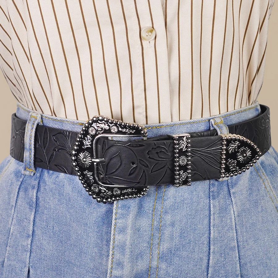 Jewelry Elegant Vintage Carved Buckle Leaf Belt Size ONE SIZE - 1 Thumbnail
