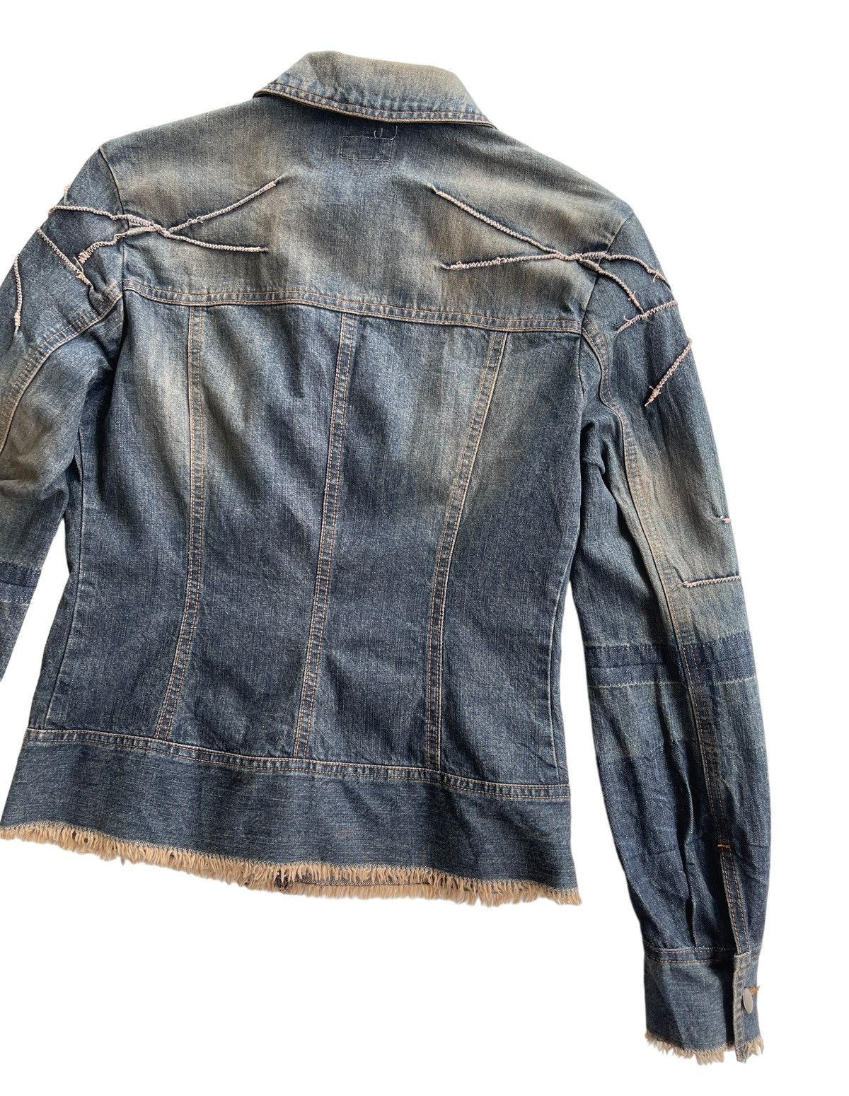 Vintage Cultura Frayed Hem Cuff Italian Denim Jacket Size S / US 4 / IT 40 - 7 Thumbnail