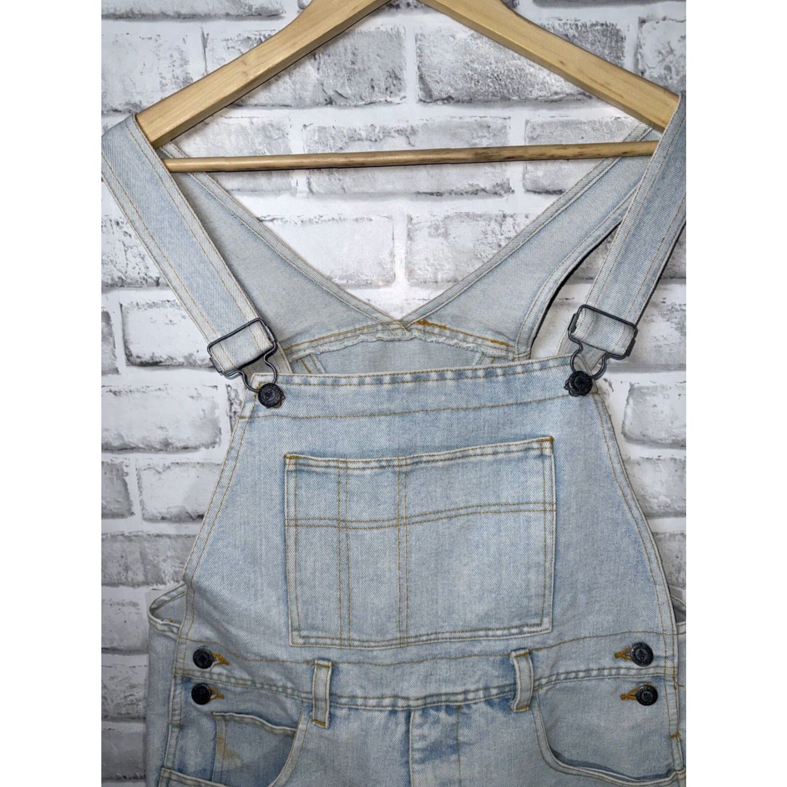 Denime VINTAGE NEW ORDER Denim Overalls Womens M Light Blue 80s 90s Size 32" / US 10 / IT 46 - 2 Thumbnail