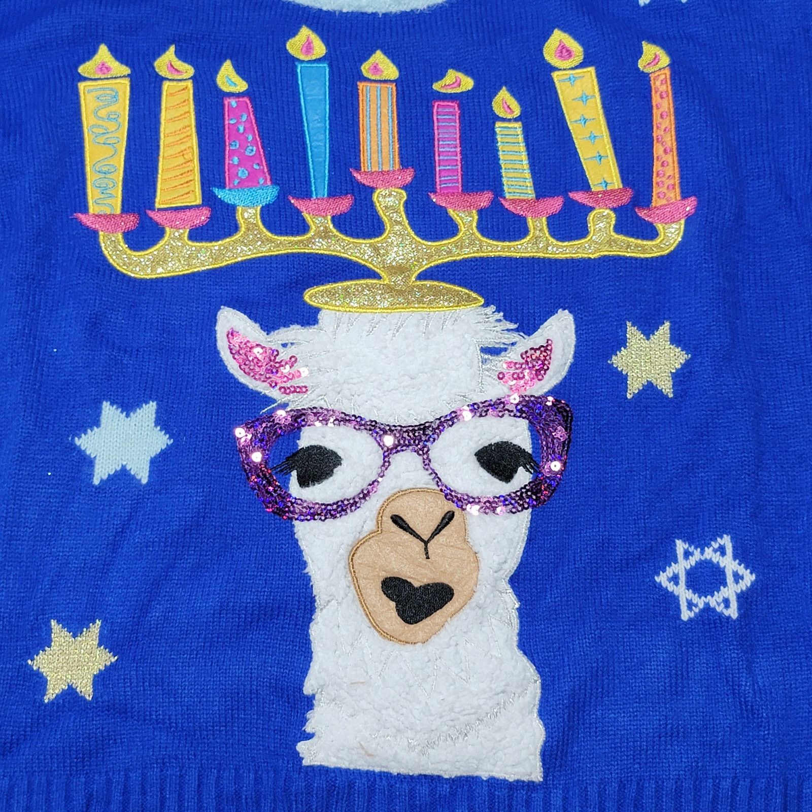 Other Celebrate Hanukkah Knit Llama Menorah Sweater -Large (12-14) Size L / US 10 / IT 46 - 2 Thumbnail